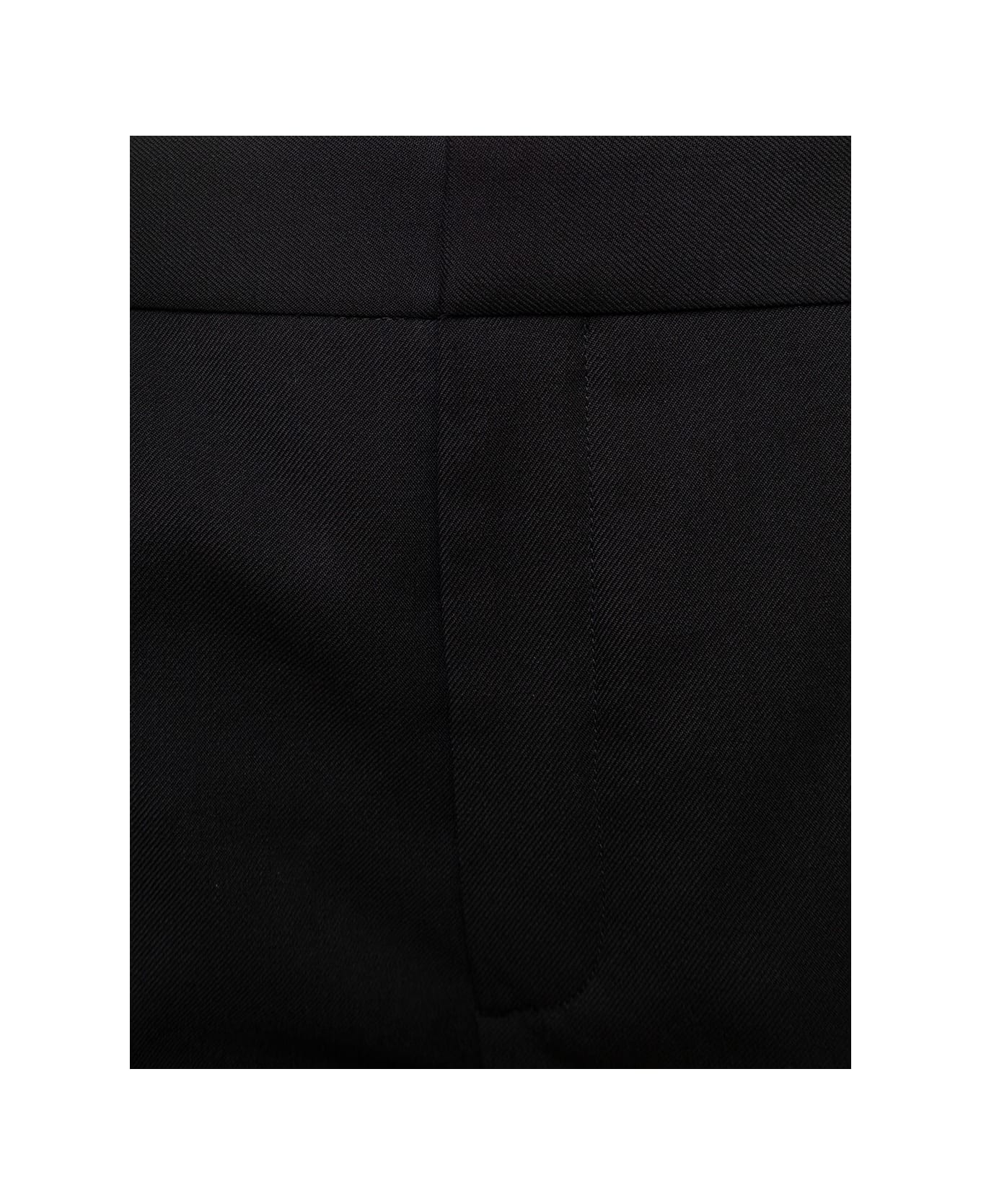 Saint Laurent Black Slim Pamts With Welt Pockets In Wool Woman - Black