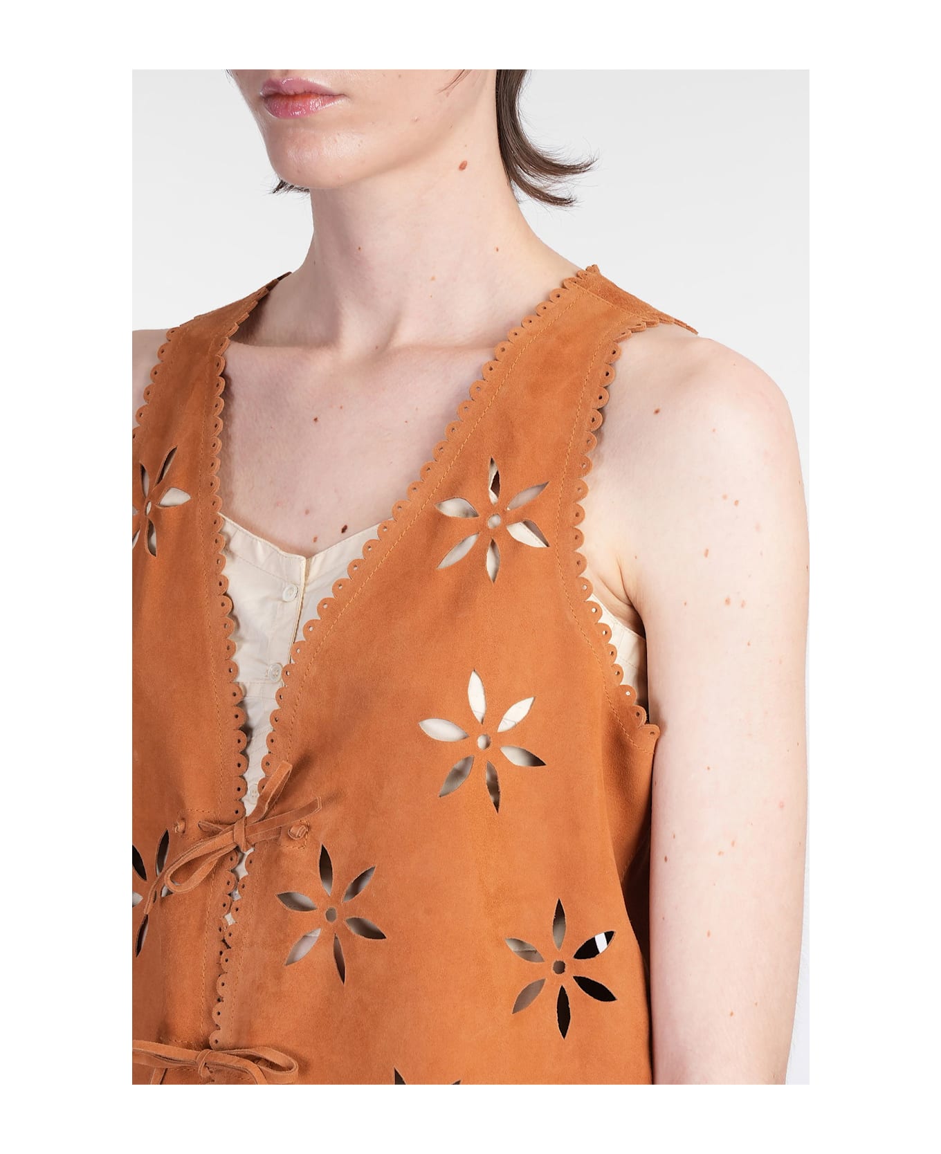 Antik Batik Tya Vest In Leather Color Leather - leather color