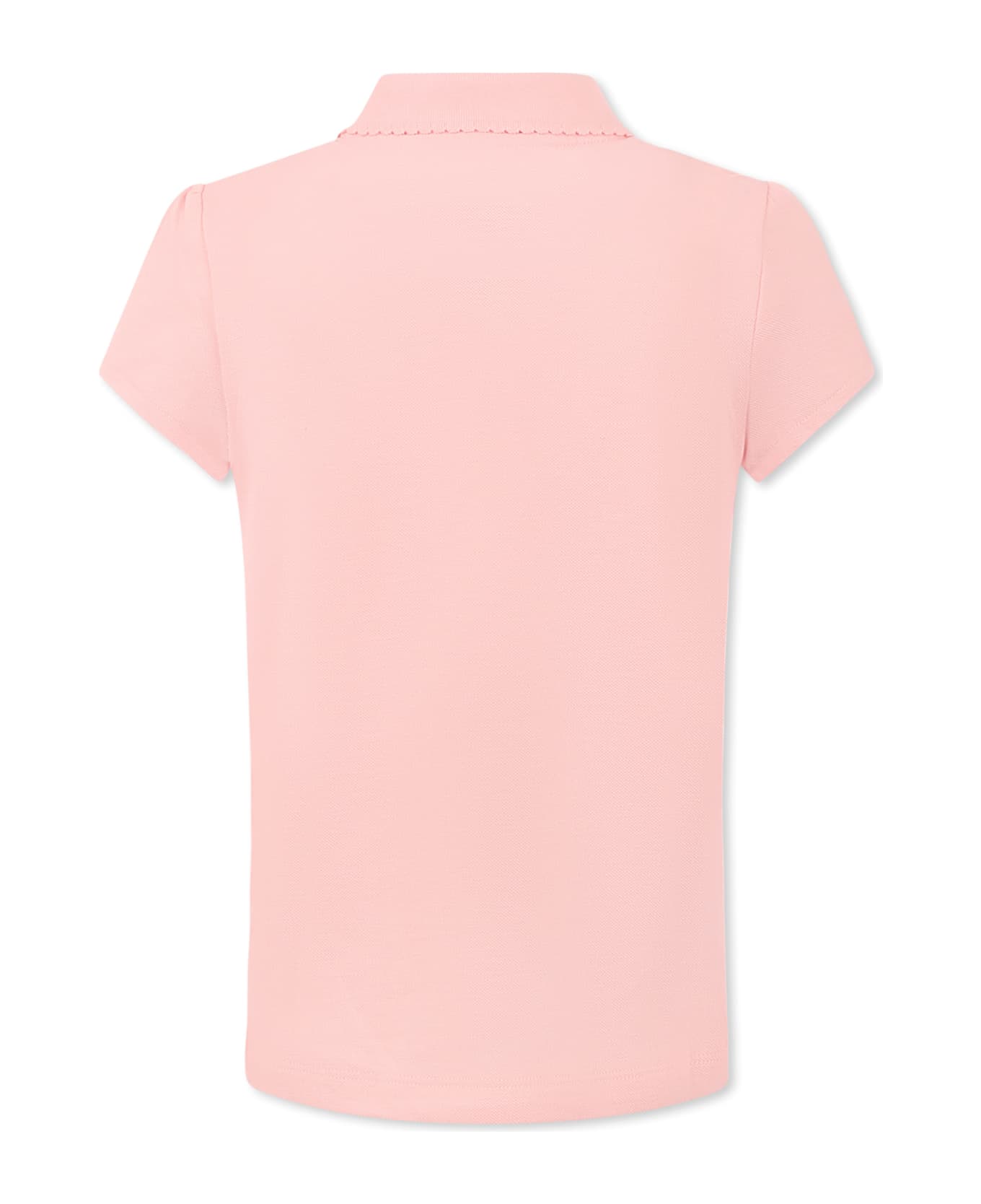 Lacoste Pink Polo Shirt For Girl With Crocodile - Pink