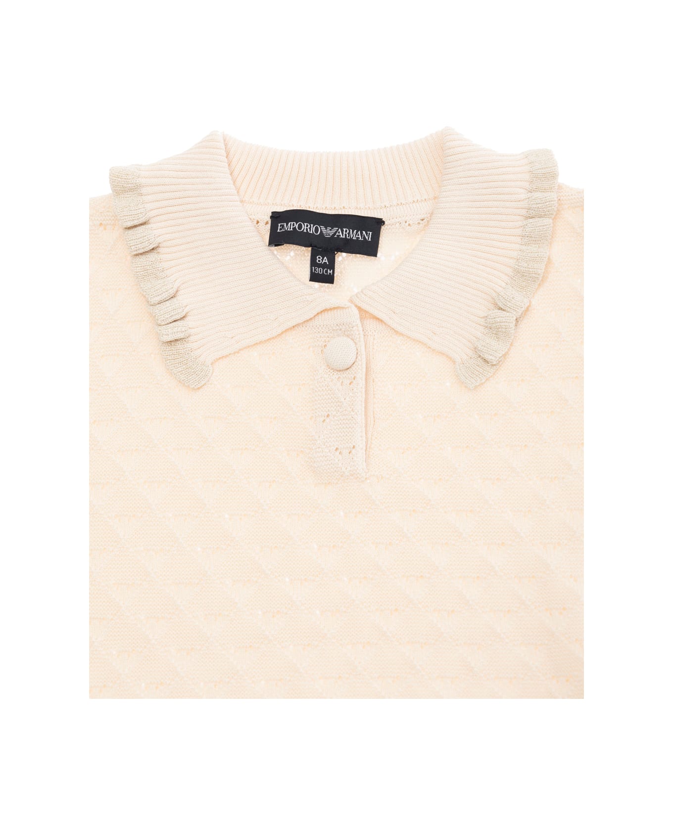 Emporio Armani Beige T-shirt With Spread Collar In Cotton Girl - Beige