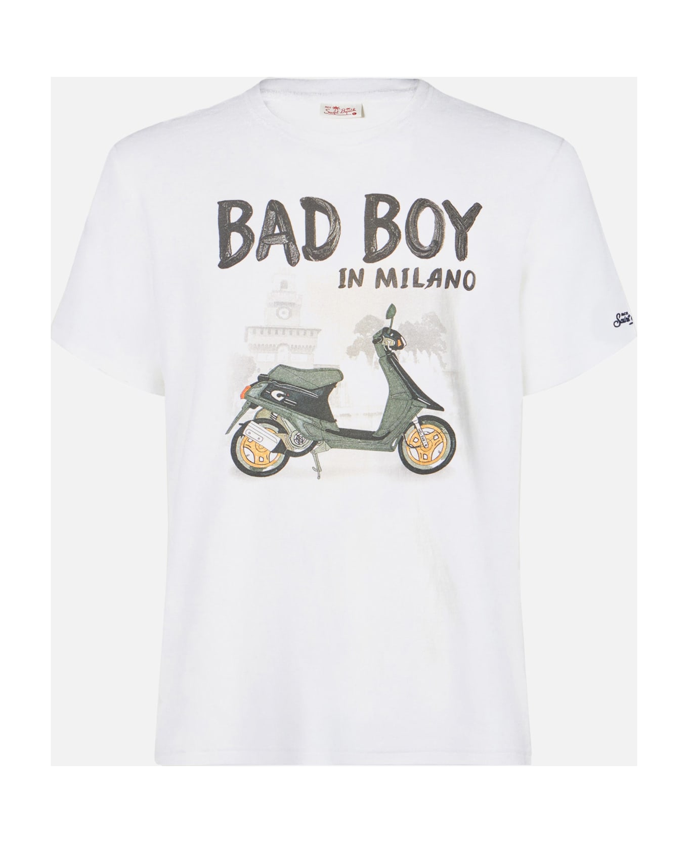 MC2 Saint Barth Man Cotton T-shirt With Bad Boy In Milano Print - WHITE シャツ