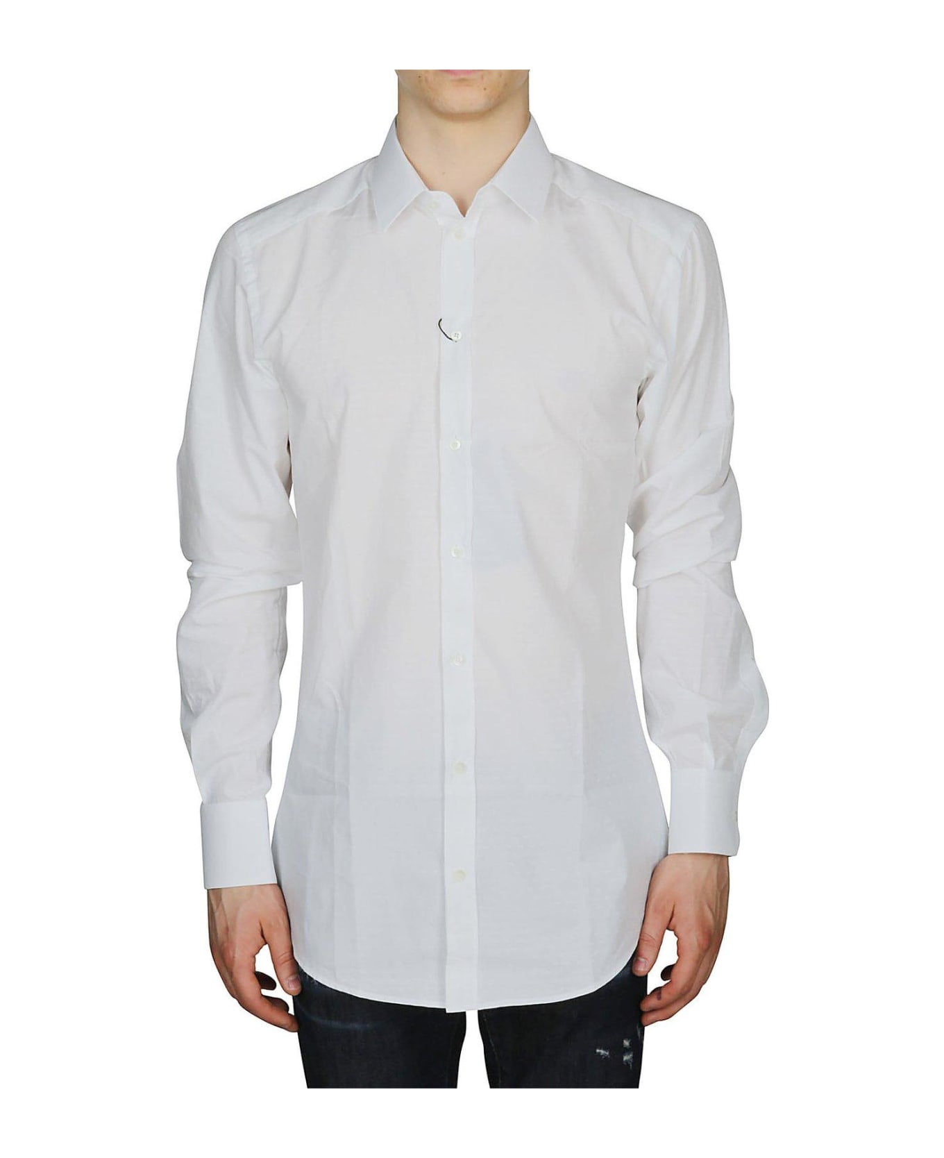 Dolce & Gabbana Jacquard Logo Tailored Shirt - Bianco
