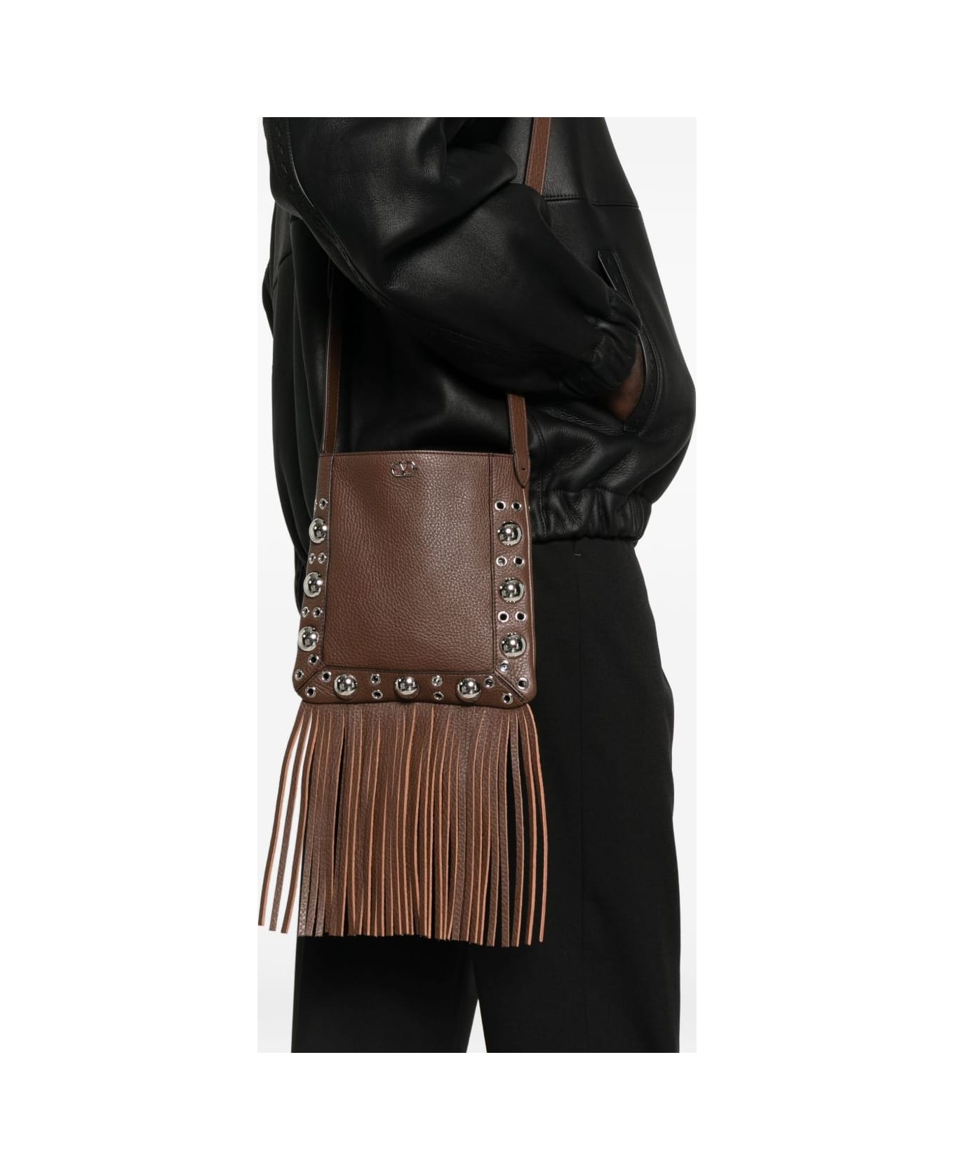 Valentino Garavani Nellcote Small Leather Crossbody Bag - Brown