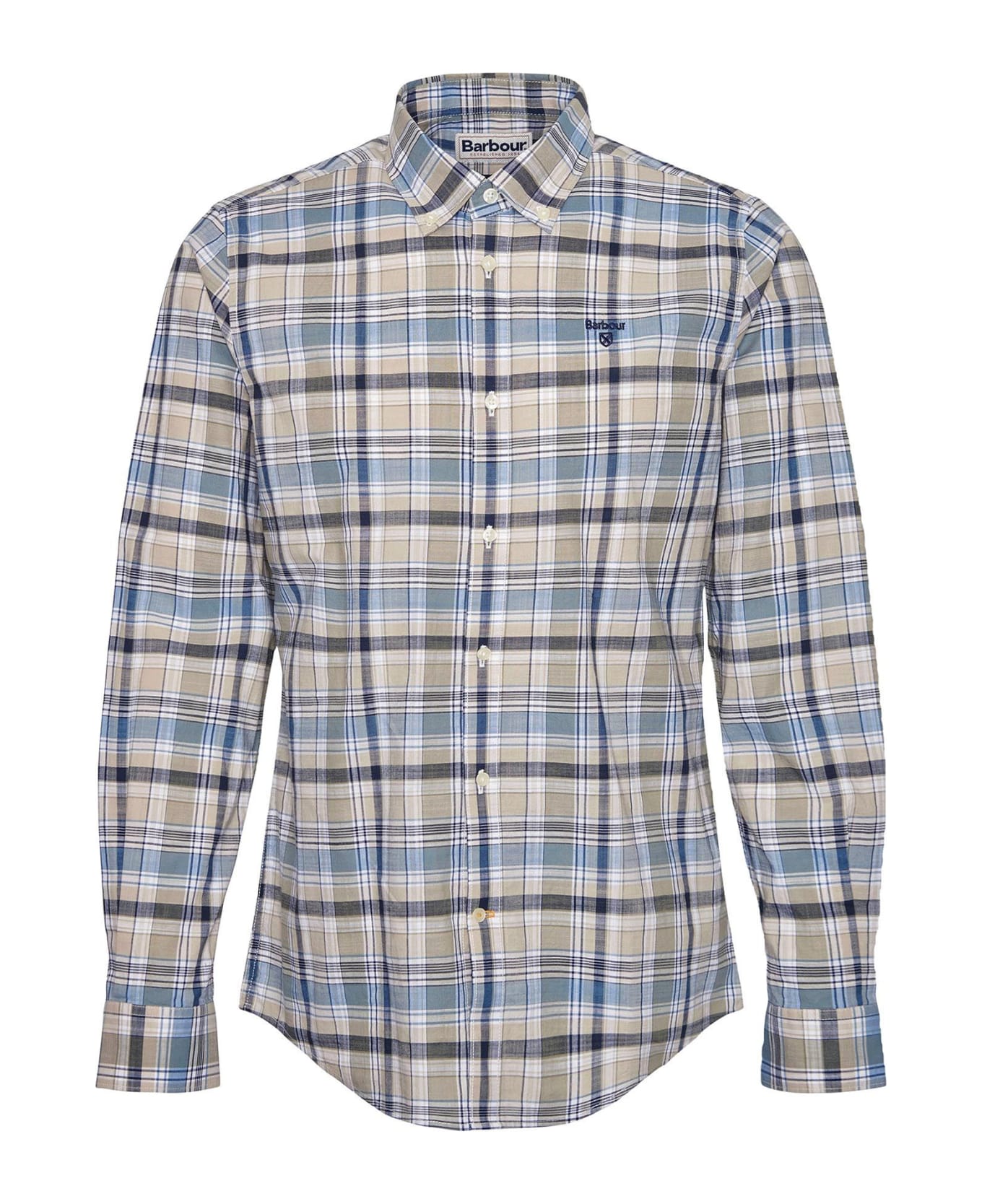 Barbour Checked Shirt With Logo - STONE