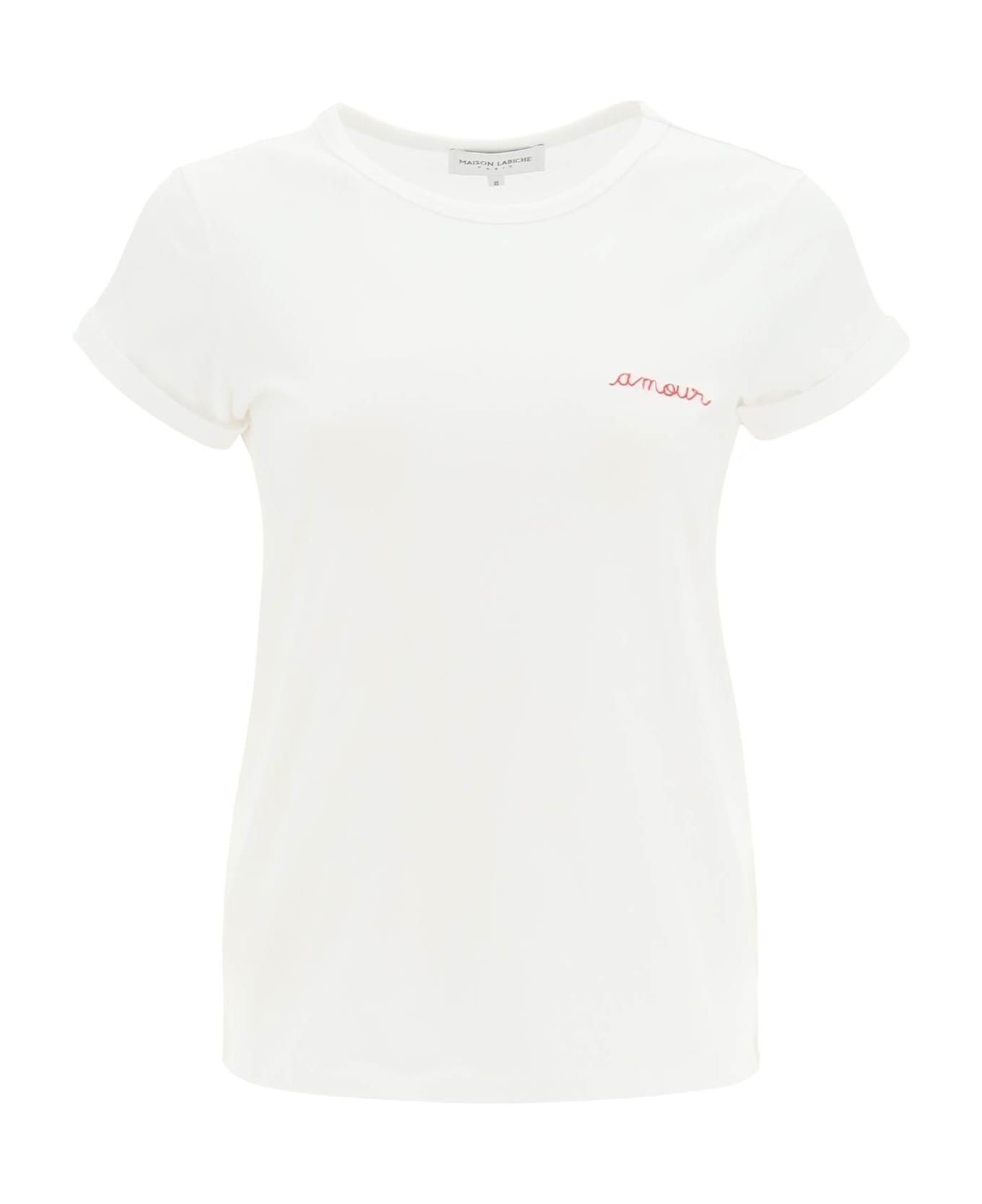 Maison Labiche Poitou T-shirt With Amour Embroidery - WHITE