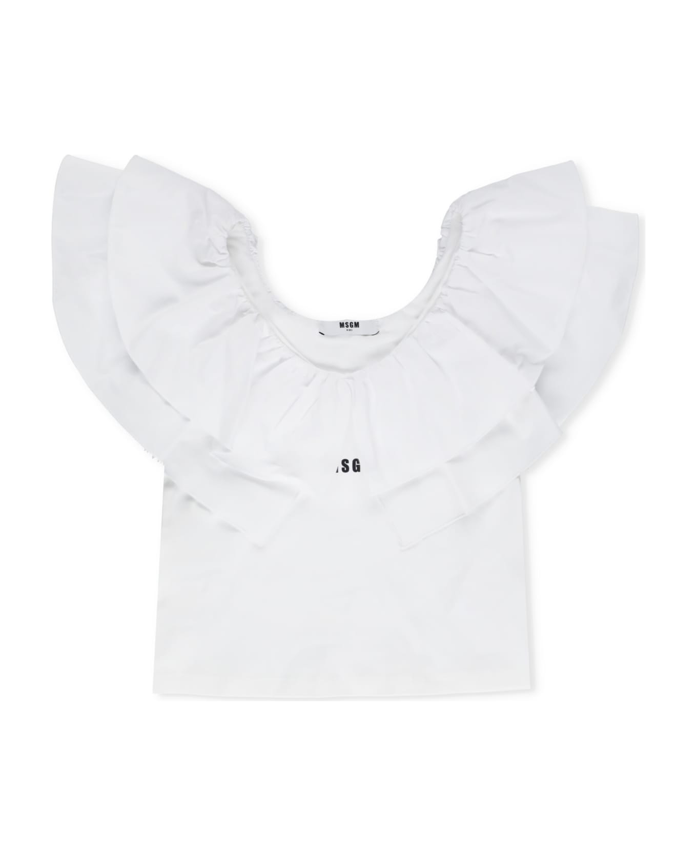 MSGM Top With Ruffles - Bianco
