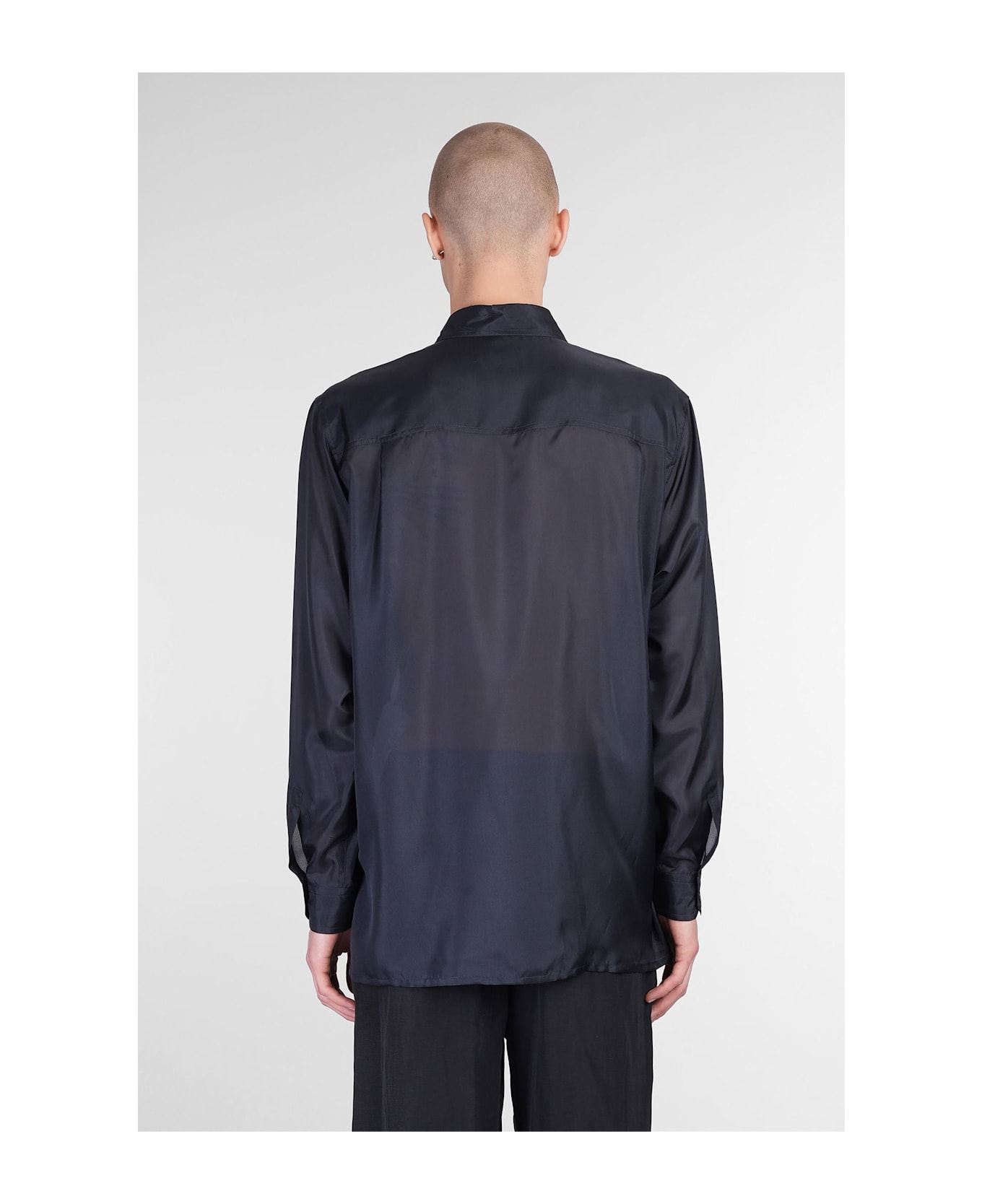 Emporio Armani Shirt In Blue Silk - blue