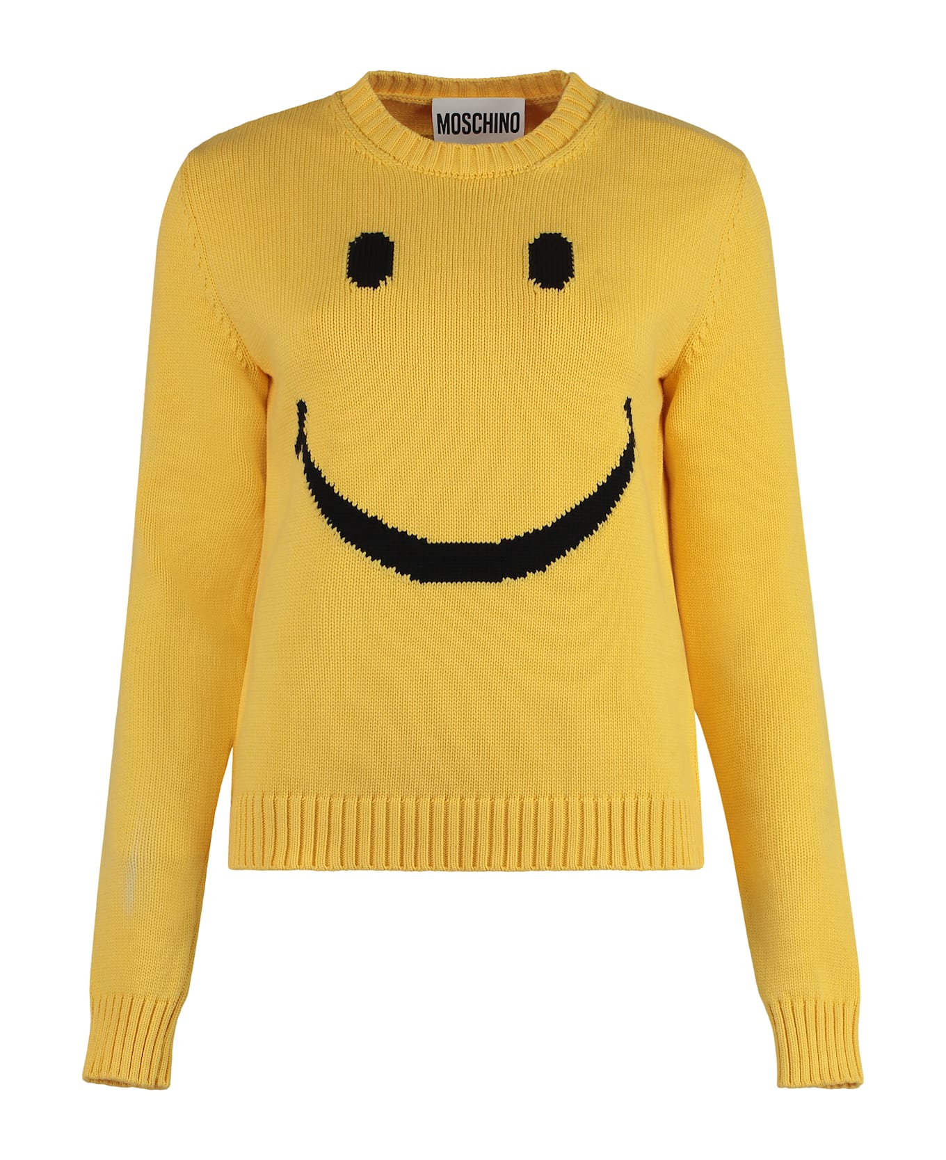 Moschino Smiley® - Cotton Blend Crew-neck Sweater - Yellow