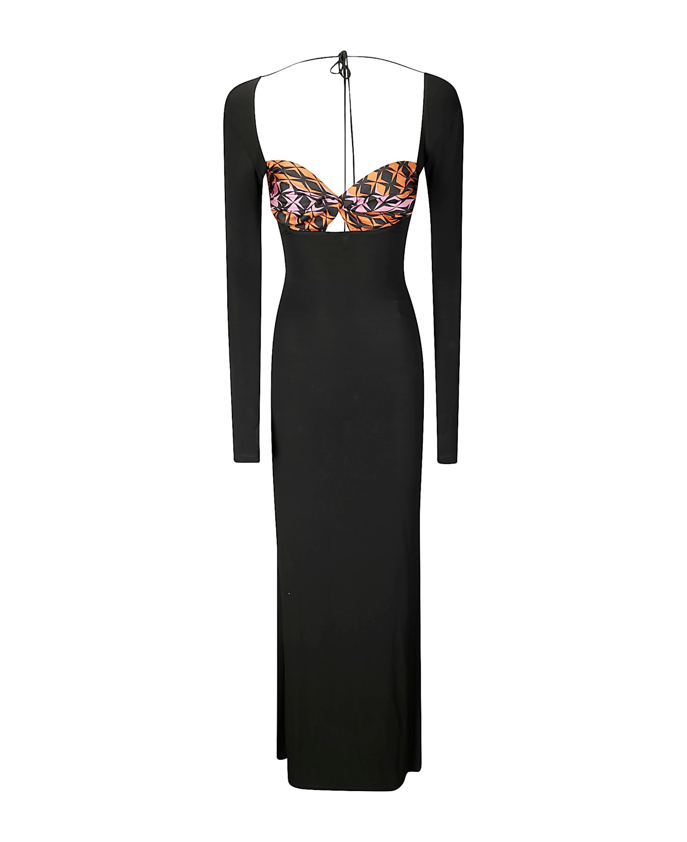 Marine Serre Regenerated Silk Scarves Long Fitted Dress - MULTICOLOR