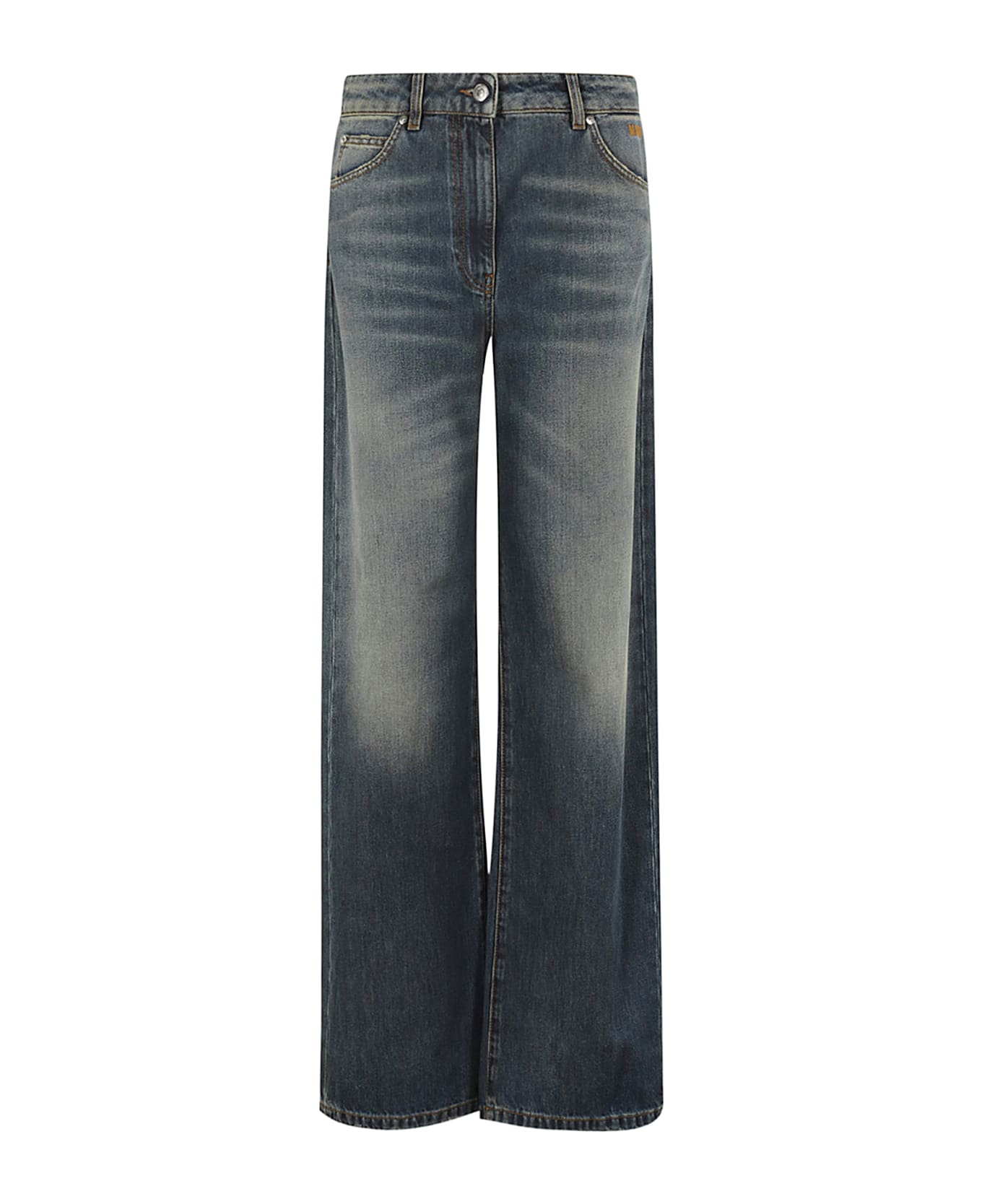 MSGM Whisker Effect Wide Leg Jeans Msgm - Blue