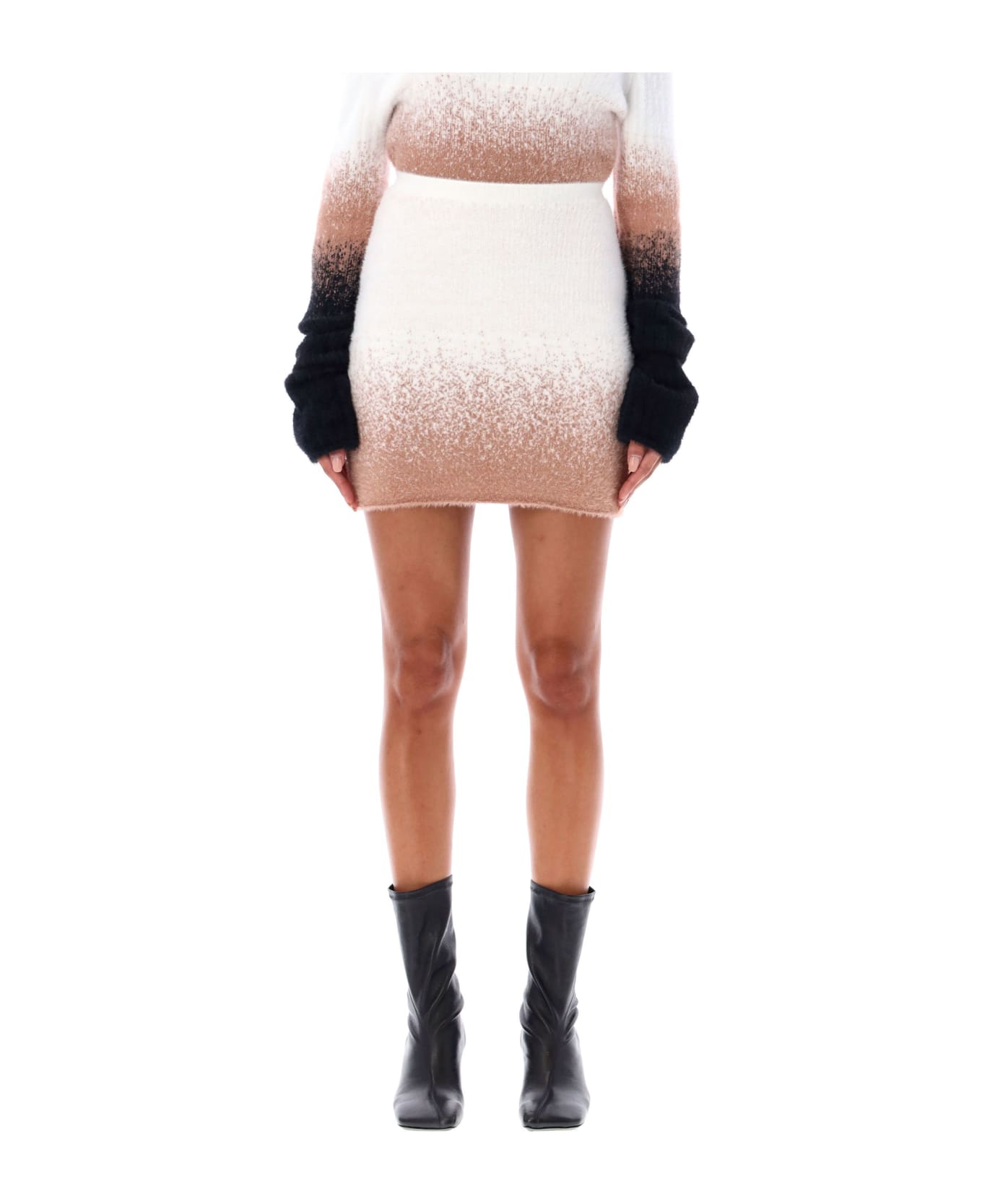 Ottolinger Mini Skirt In Soft Wool - PINK/WHITE スカート
