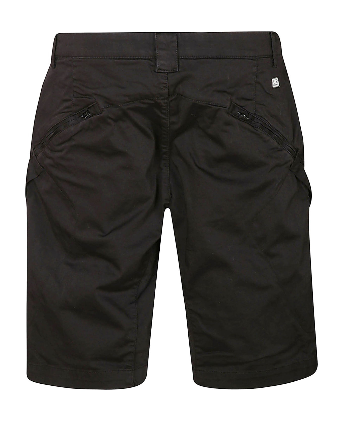 C.P. Company Satin Stretch Cargo Shorts - Black
