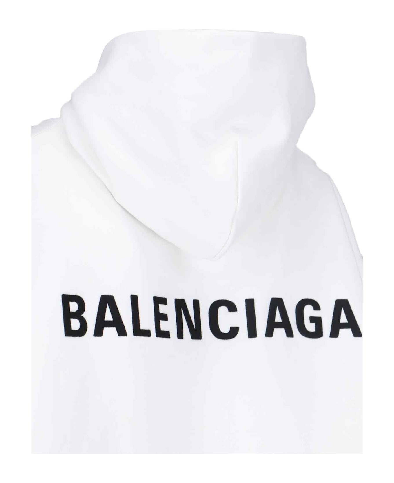 Balenciaga Logo Embroidered Hoodie - WHITE
