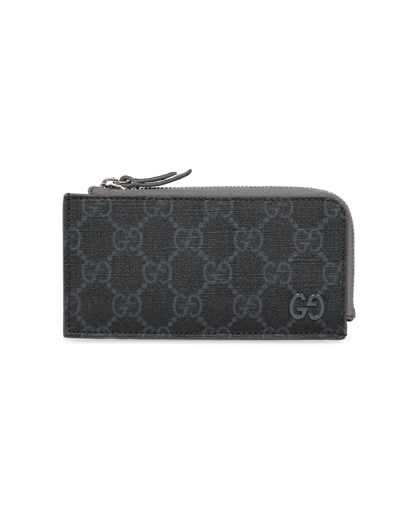 Gucci Gg Supreme Black Zip Card Holder - Black