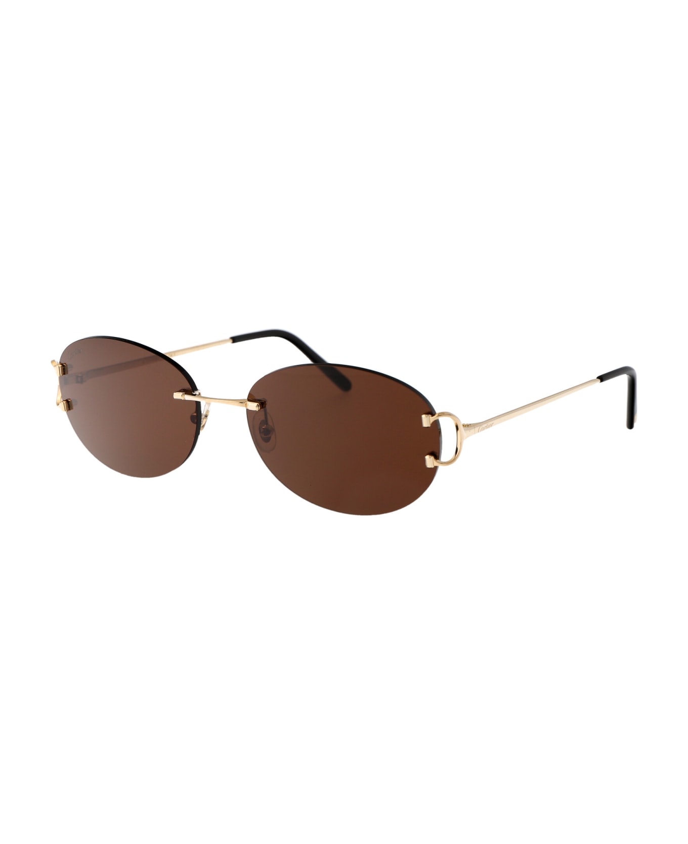 Cartier Eyewear Ct0029rs Sunglasses - 002 GOLD GOLD BROWN サングラス