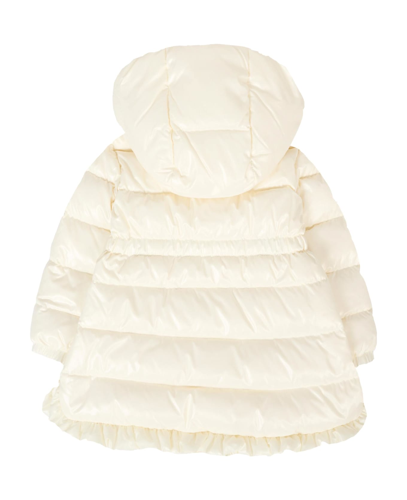 Moncler Ivory Dufar Down Jacket For Baby Girl With Logo - Ivory