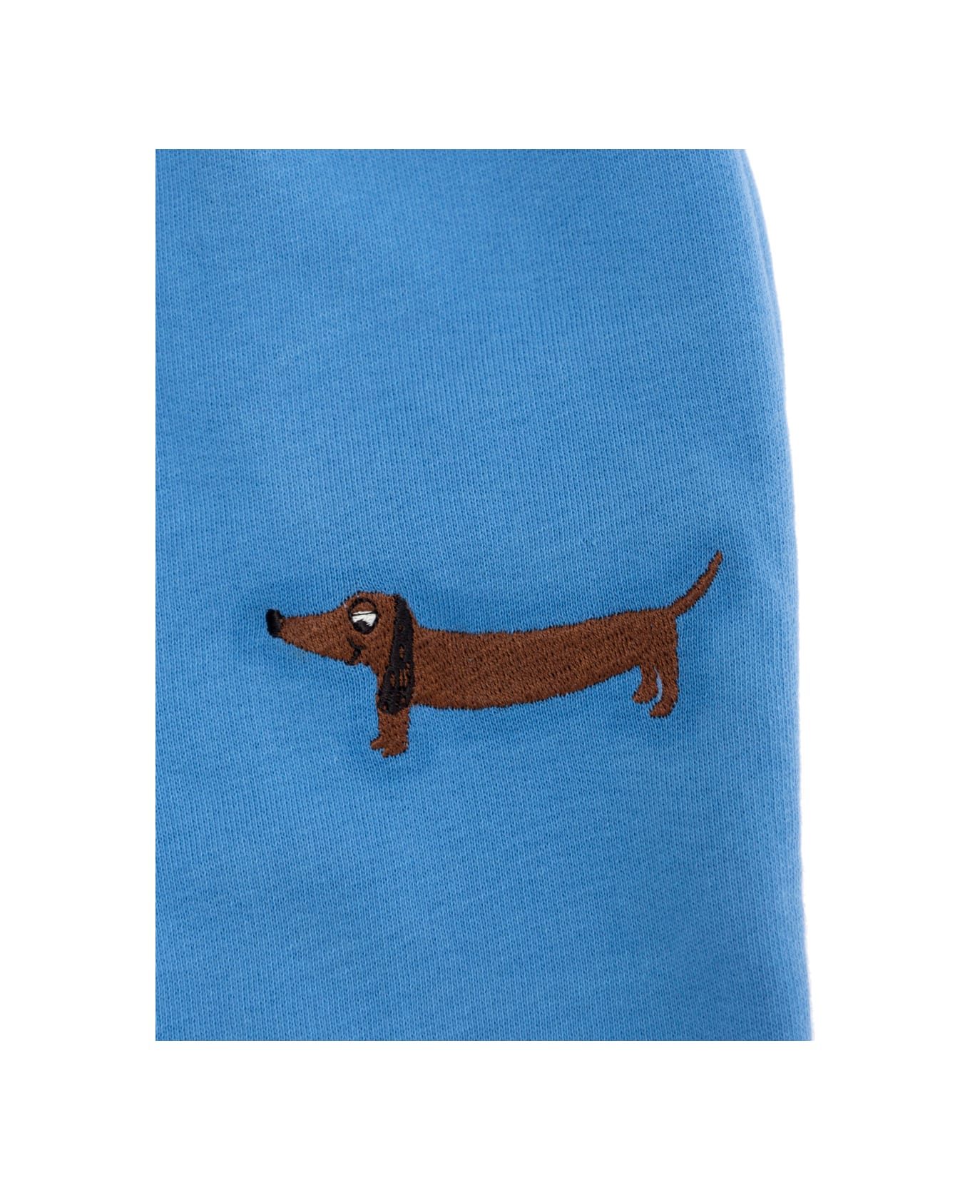 Mini Rodini Light Blue Trousers With Elastic Waist And Front Embroidery In Cotton Baby - Light blue