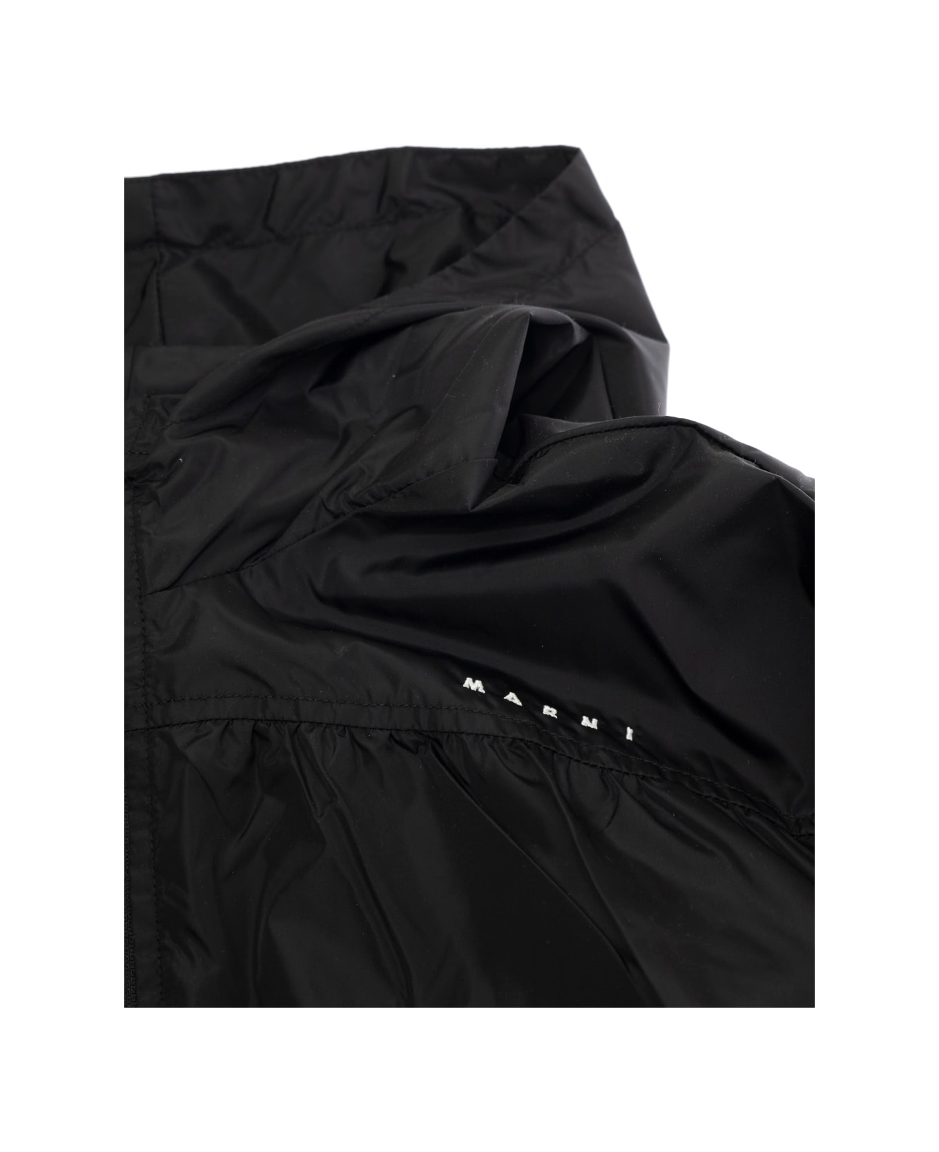 Marni Black Jacket With Logo On The Front And Patch Pockets In Tech Fabric Girl - Black