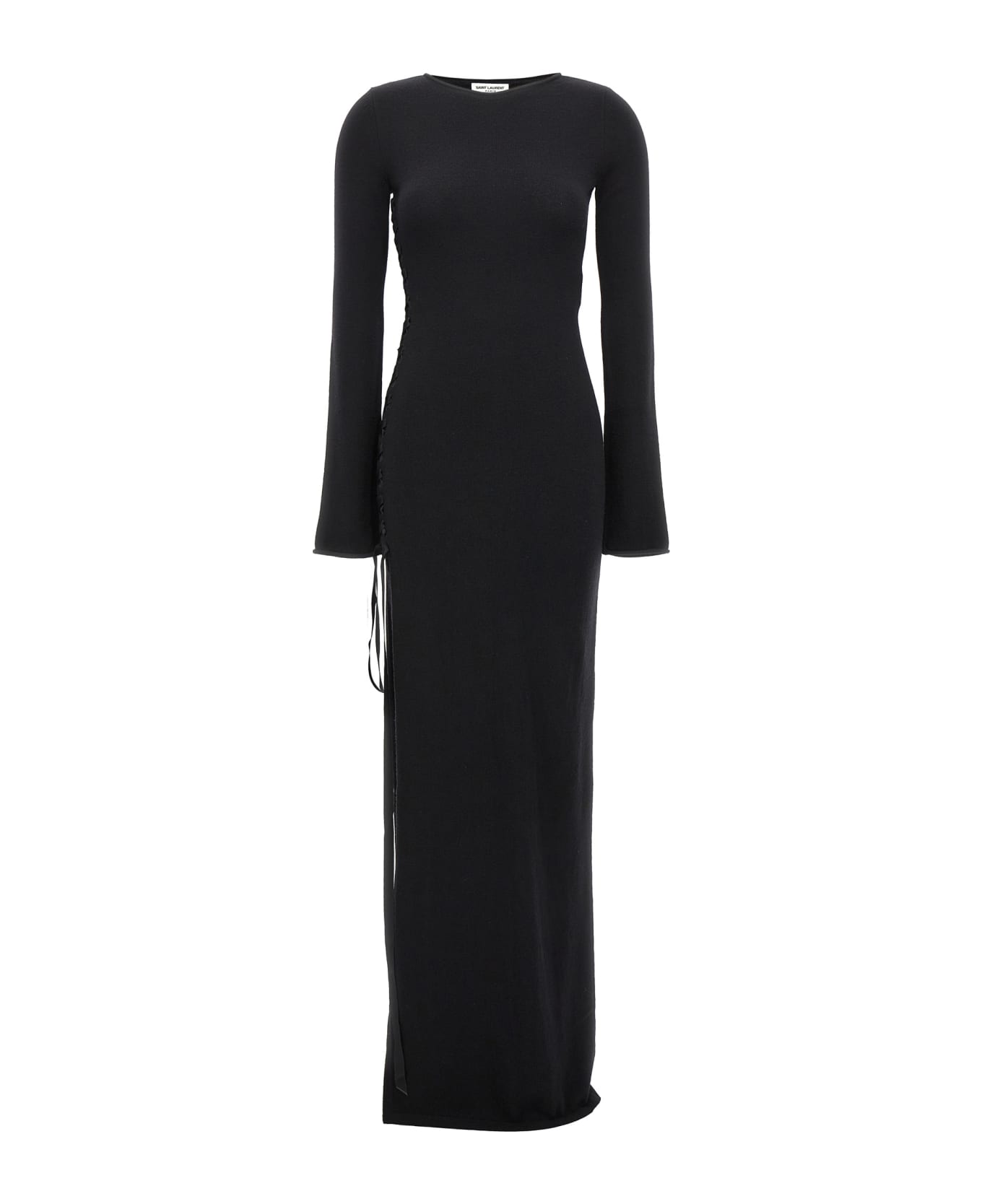 Saint Laurent Wool Lace-up Dress - Black ワンピース＆ドレス