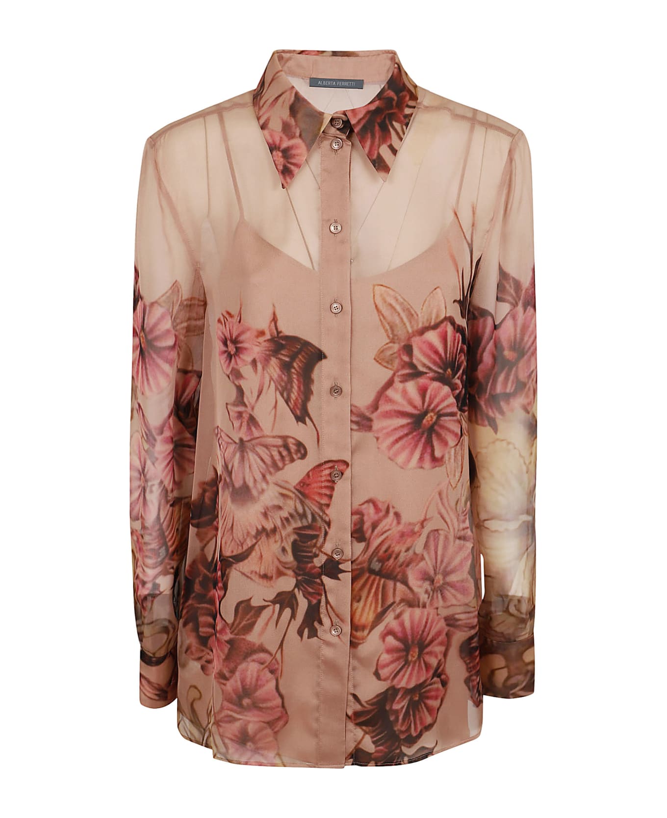 Alberta Ferretti Printed Chiffon Shirt - Fantasia Rosa シャツ