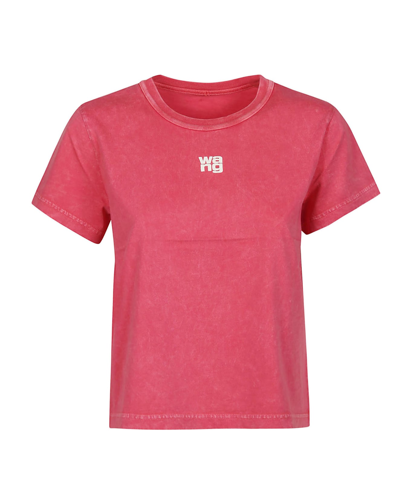 T by Alexander Wang Puff Logo Bound Neck Essential Shrunk T-shirt - A Soft Cherry Tシャツ