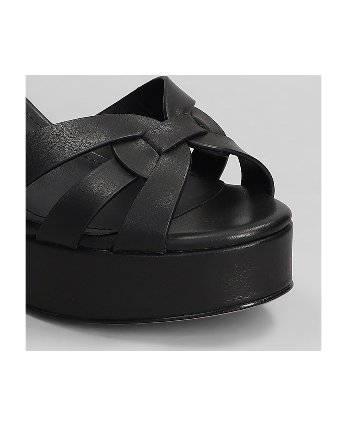 Lola Cruz Aria Platform 95 Sandals In Black Leather - black