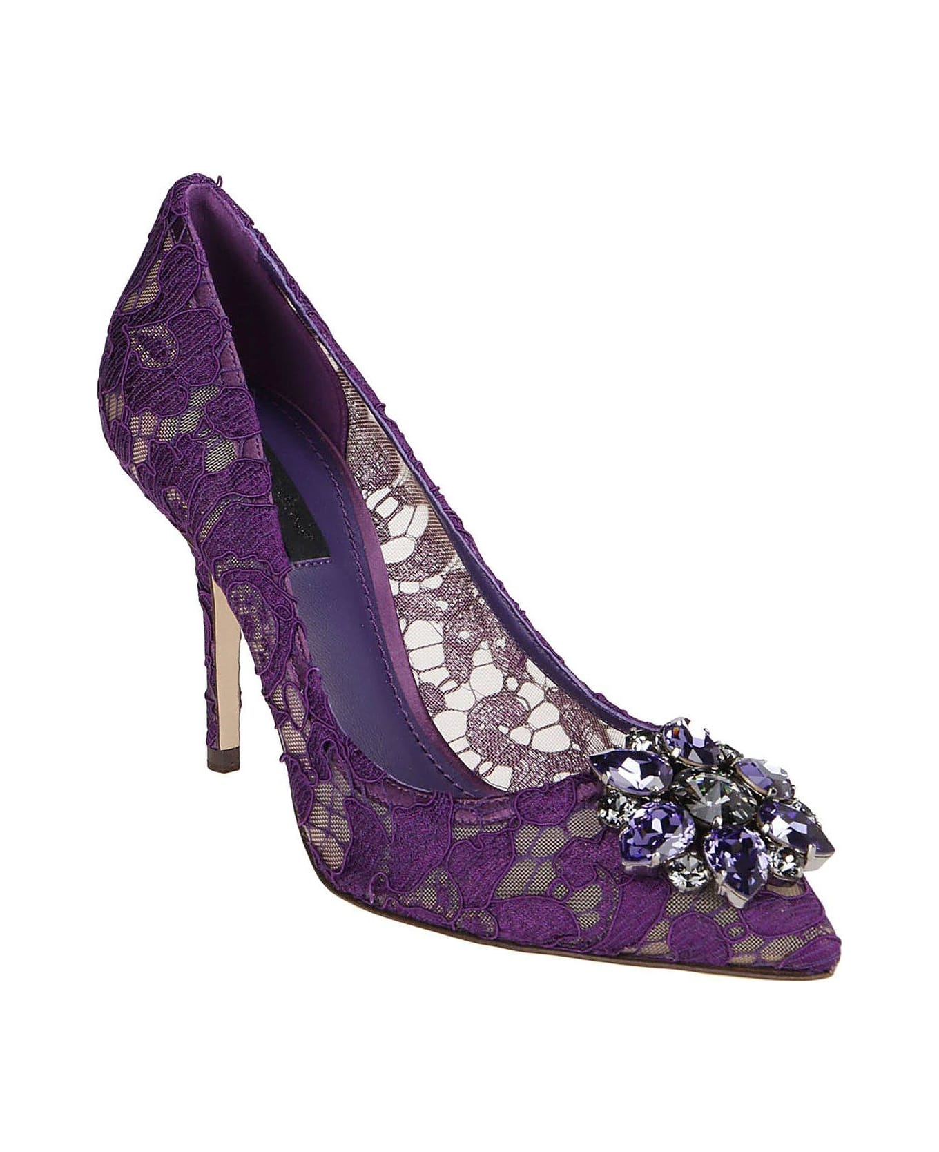 Dolce & Gabbana Taormina Lace Embellished Pumps - Viola
