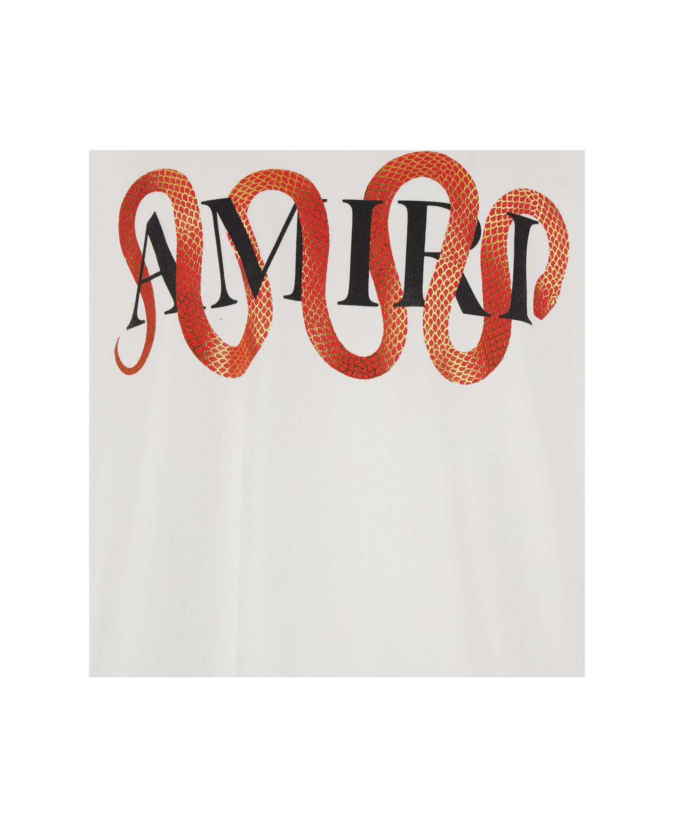 AMIRI 'snake' White Crewneck T-shirt With Maxi Logo Print On The Front In Cotton Man - White