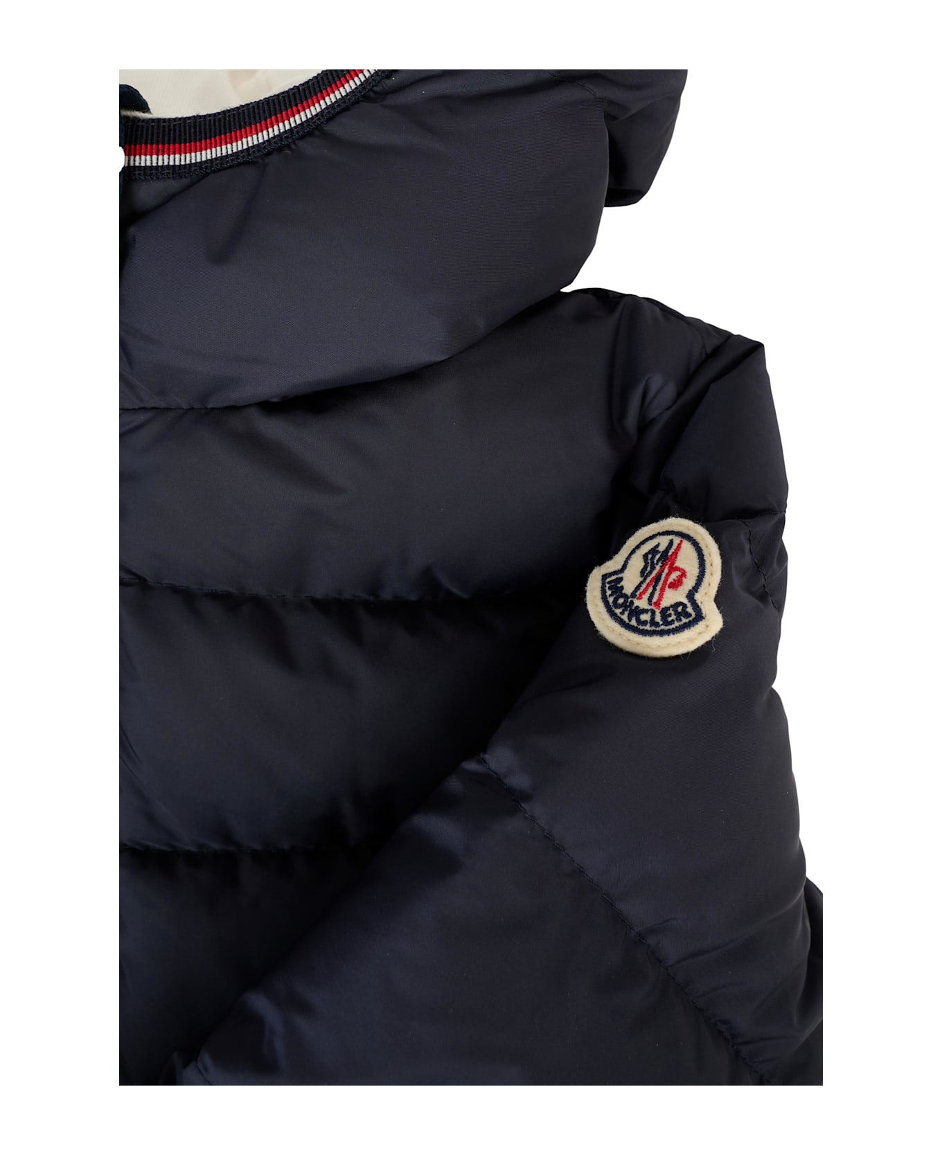Moncler Blue Saito Down Jacket For Baby Boy With Logo - Blue