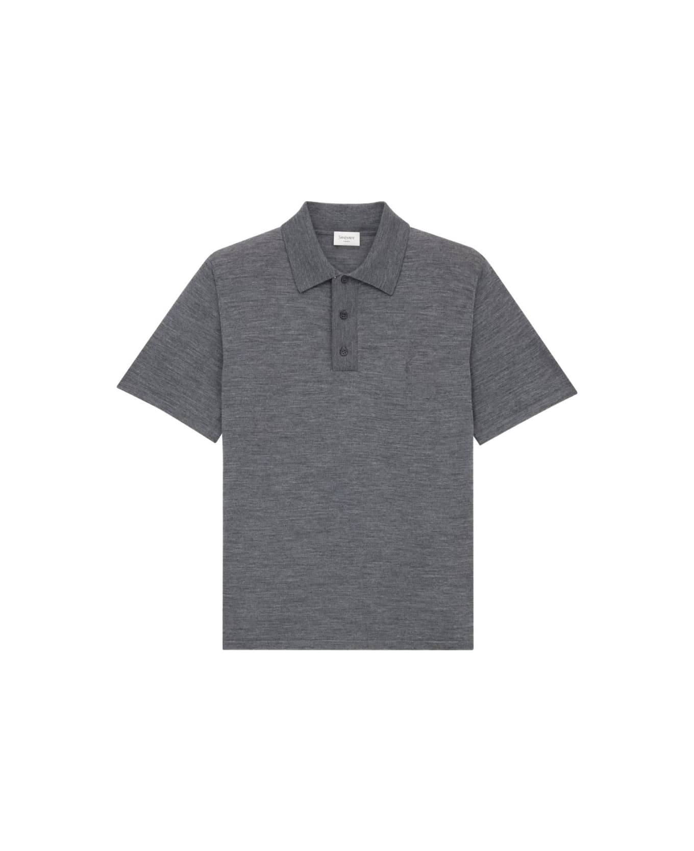 Saint Laurent Short-sleeved, Loose-fit Polo Shirt - Grey