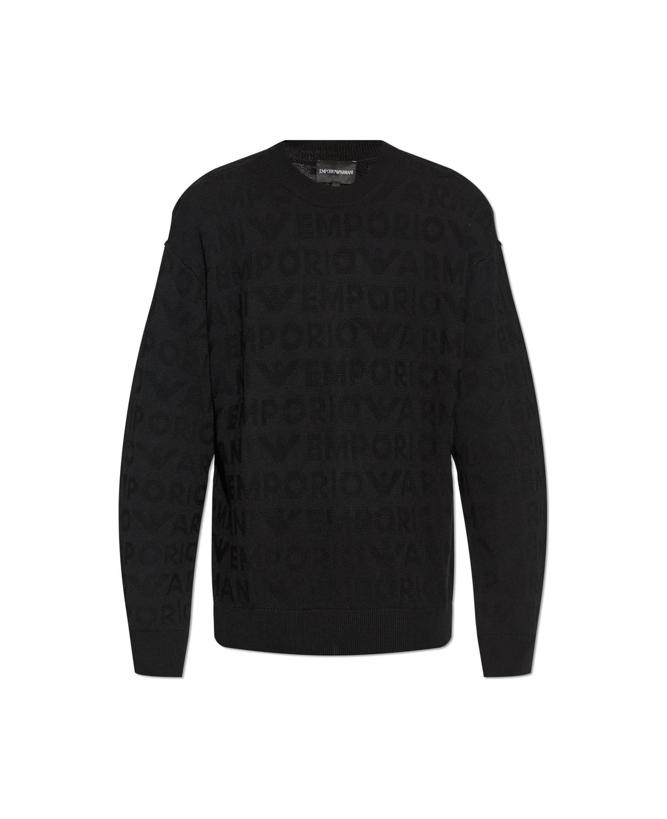 Emporio Armani Wool Sweater With Monogram Emporio Armani - BLACK