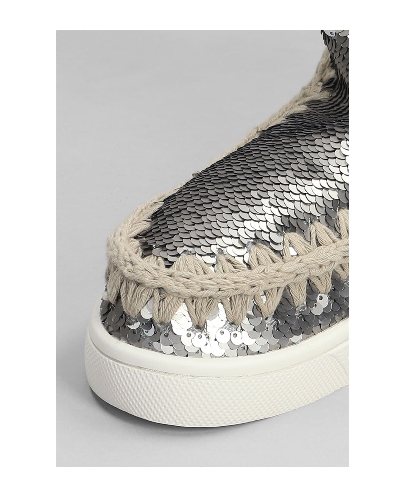 Mou Eskimo Sneaker Low Heels Ankle Boots In Gunmetal Synthetic Fibers - Gunmetal