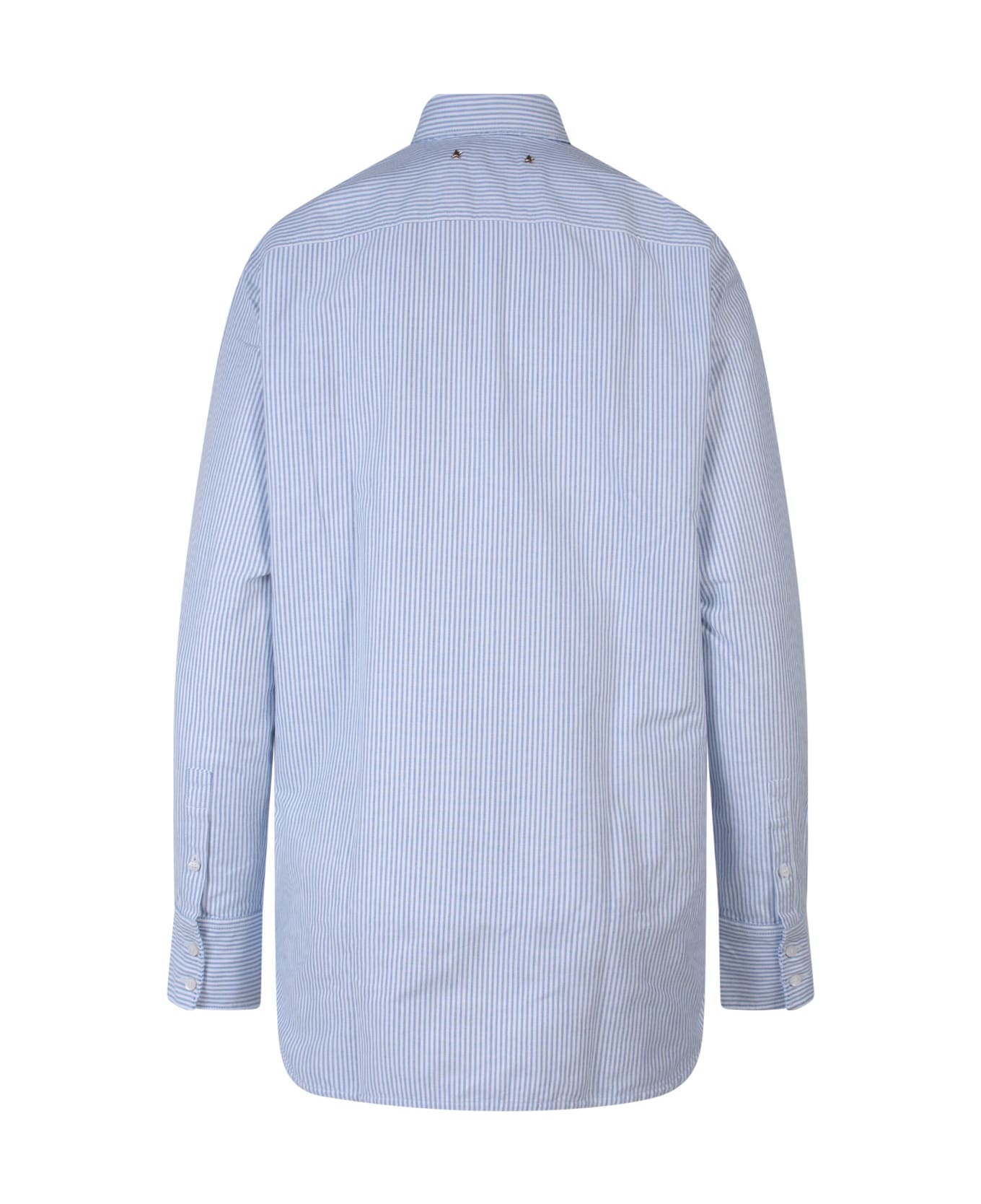 Golden Goose Cotton Shirt With Striped Motif - Blue