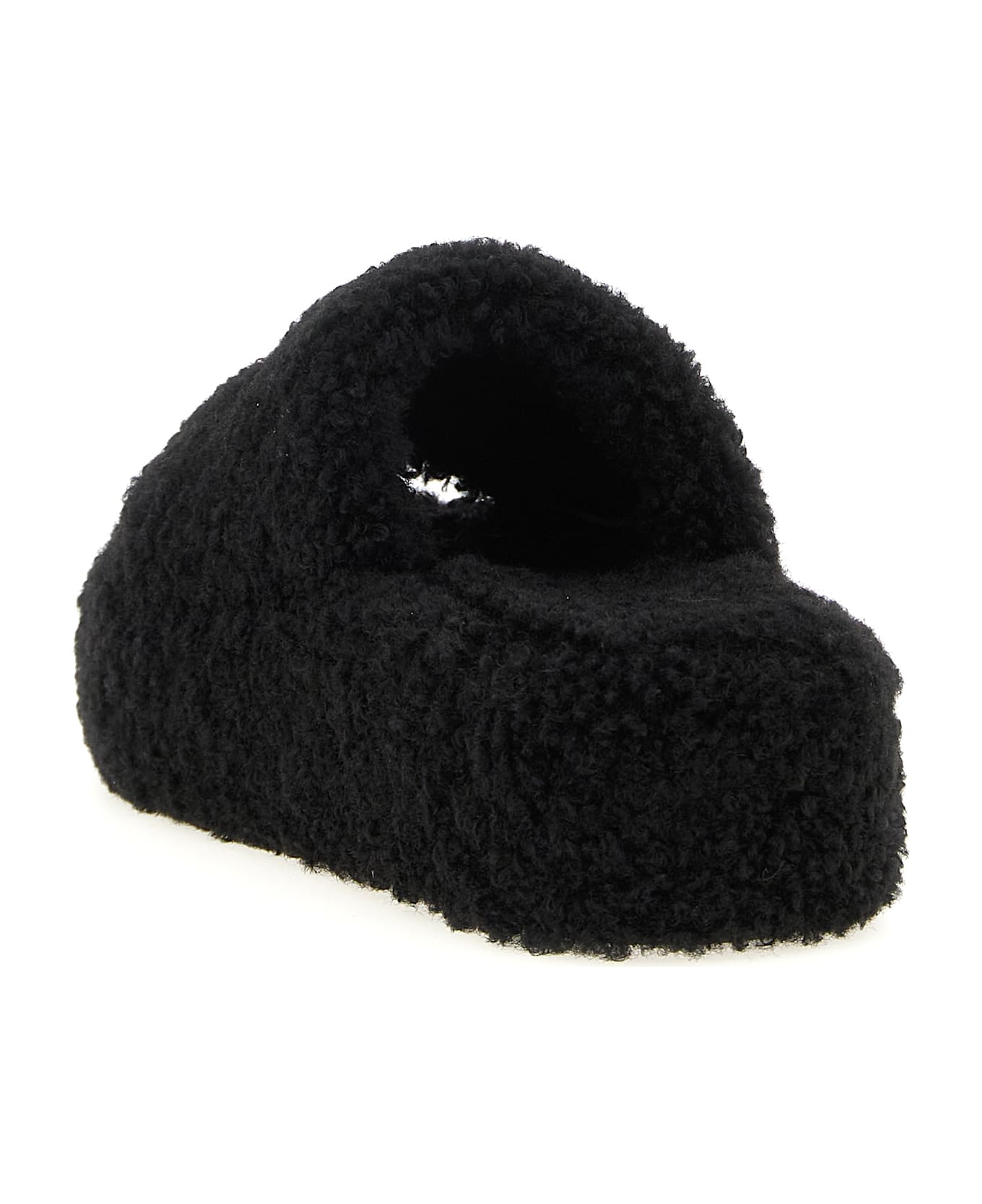 Balenciaga 'furry Platform' Slides - Black  