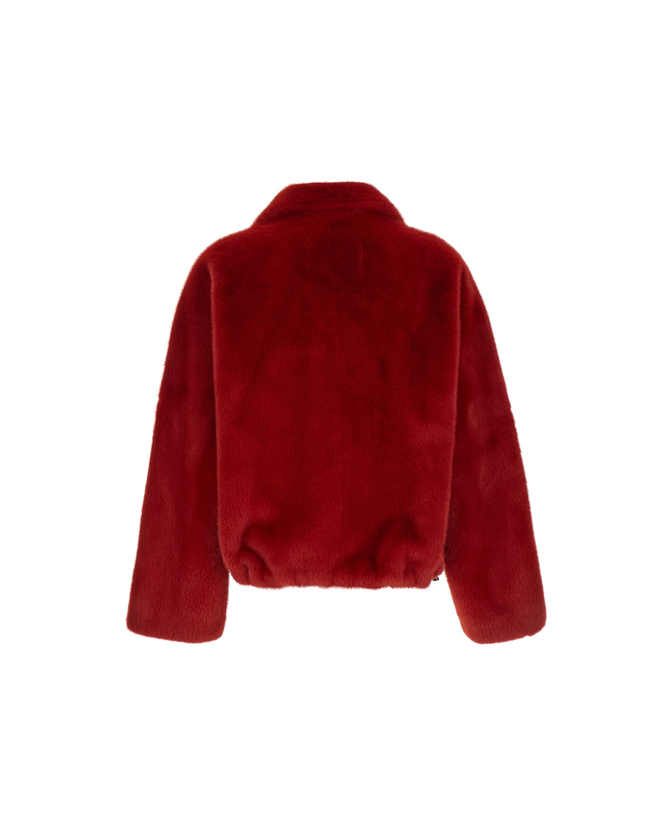 Valentini 1972 Red Cropped Single-breasted Jacket With Notched Revers In Ecofur Woman - Red