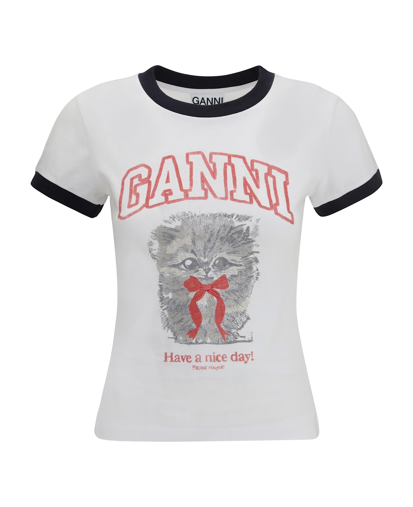 Ganni Cropped Kitty T-shirt