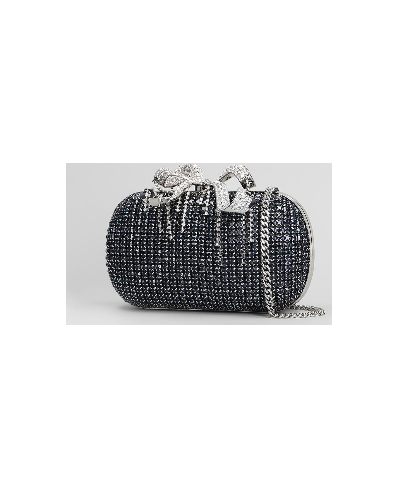 self-portrait Chainmail Clutch In Blue Crystal - blue