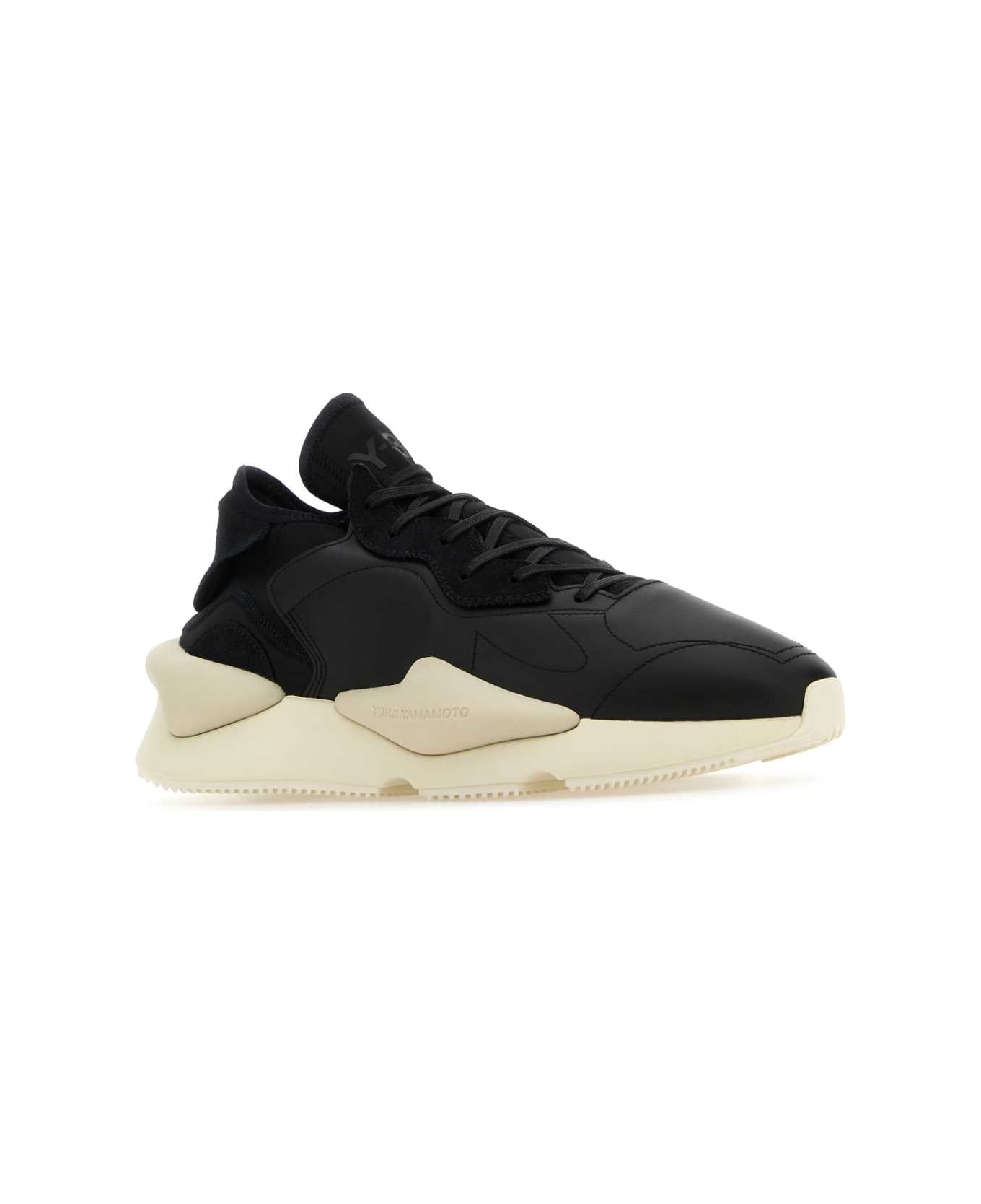Y-3 Black Fabric And Leather Y-3 Kaiwa Sneakers - BLACKOFFWHITECLEARBROWN スニーカー