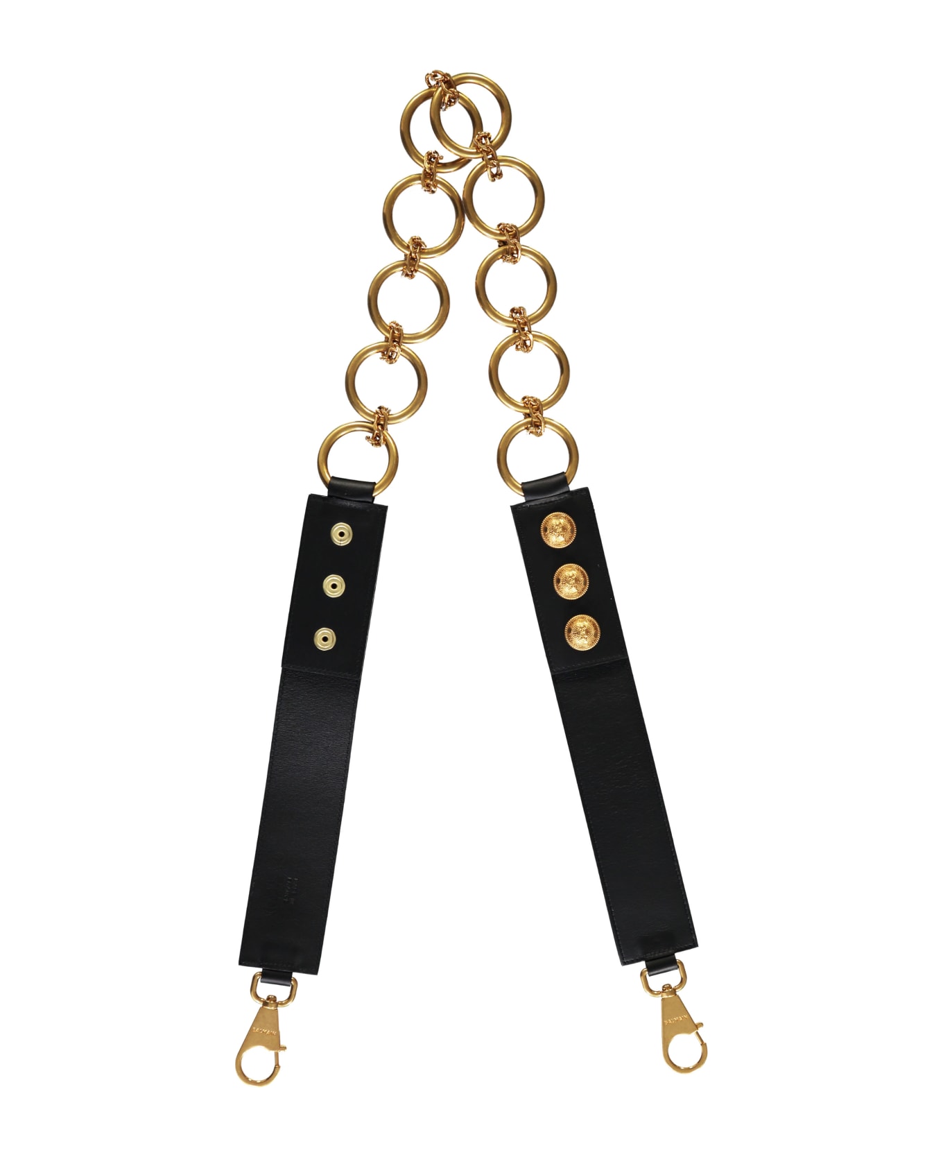 Balmain Leather And Chain Shoulder Strap - black
