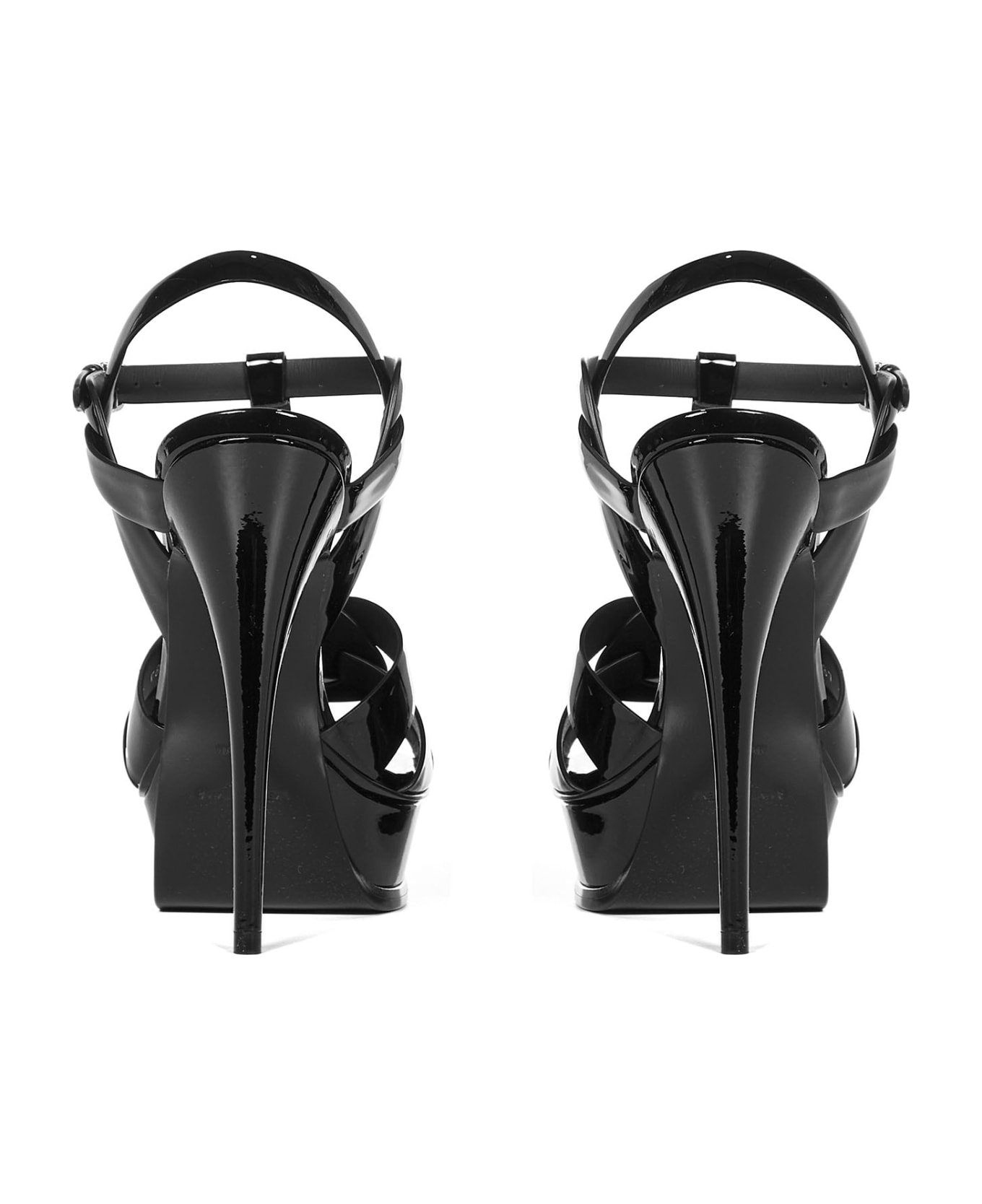 Saint Laurent Tribute Black Patent Leather Sandals - Black サンダル
