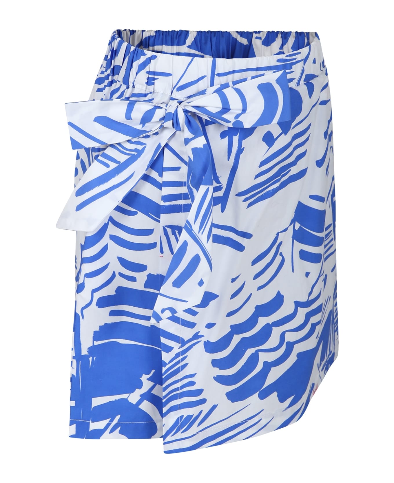 MSGM Blue Short For Girl With Logo - Blue