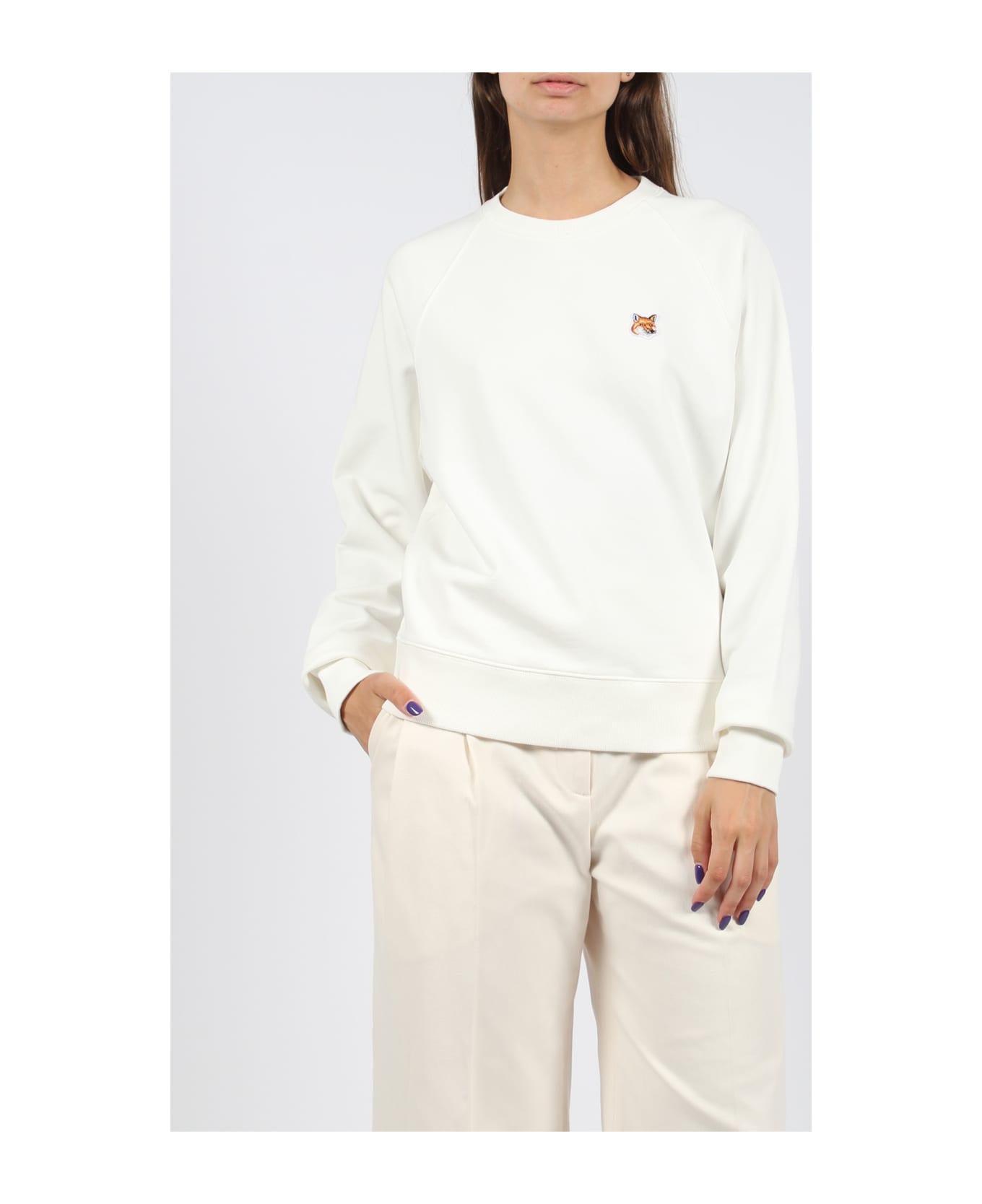 Maison Kitsuné Fox Head Patch Regular Sweatshirt - White