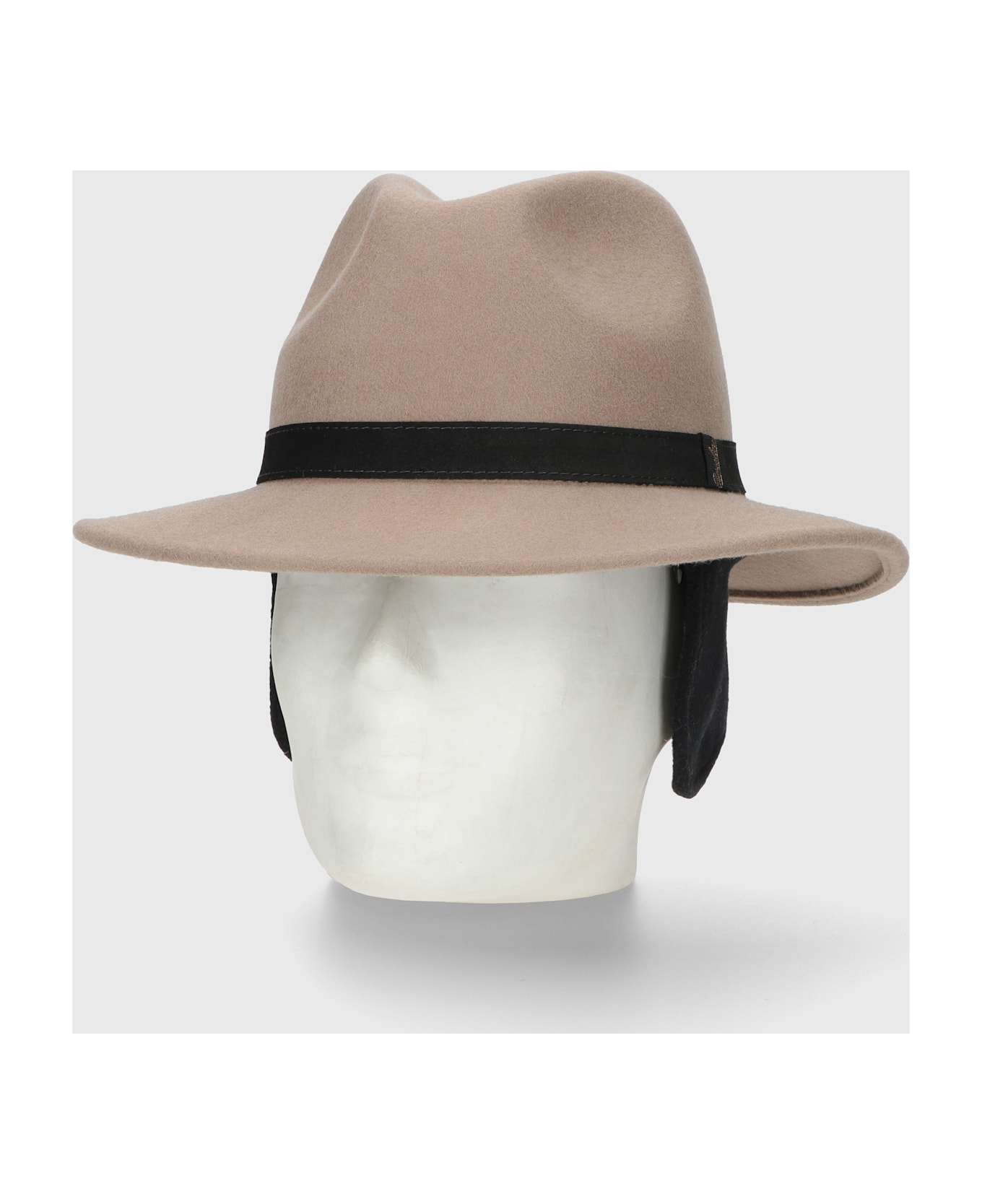 Borsalino Dario Crushable Wool Felt With Fleece Earflaps - BEIGE, BROWN HATBAND