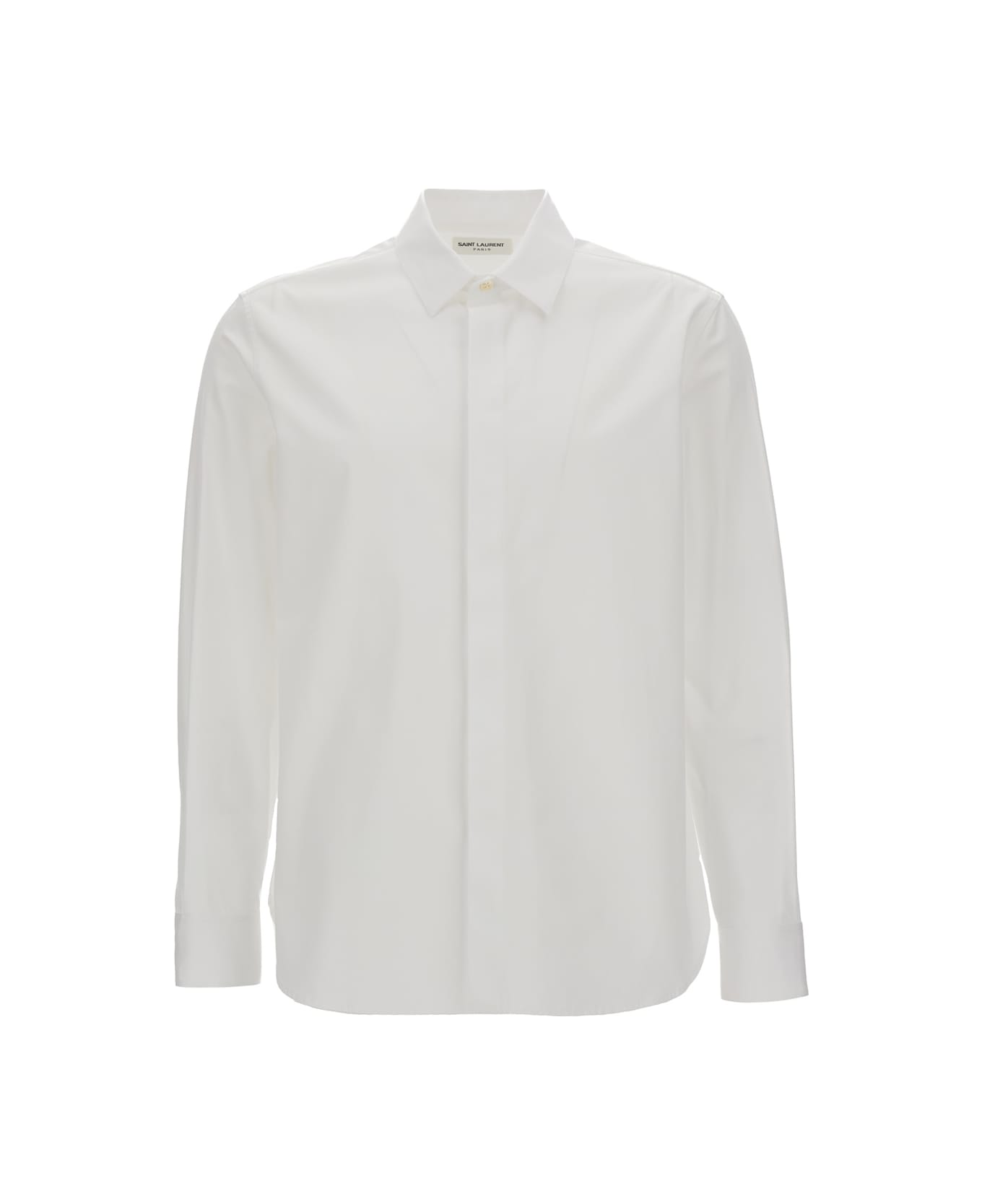 Saint Laurent White Pointed Collar Long Sleeve Shirt In Cotton Man - White シャツ