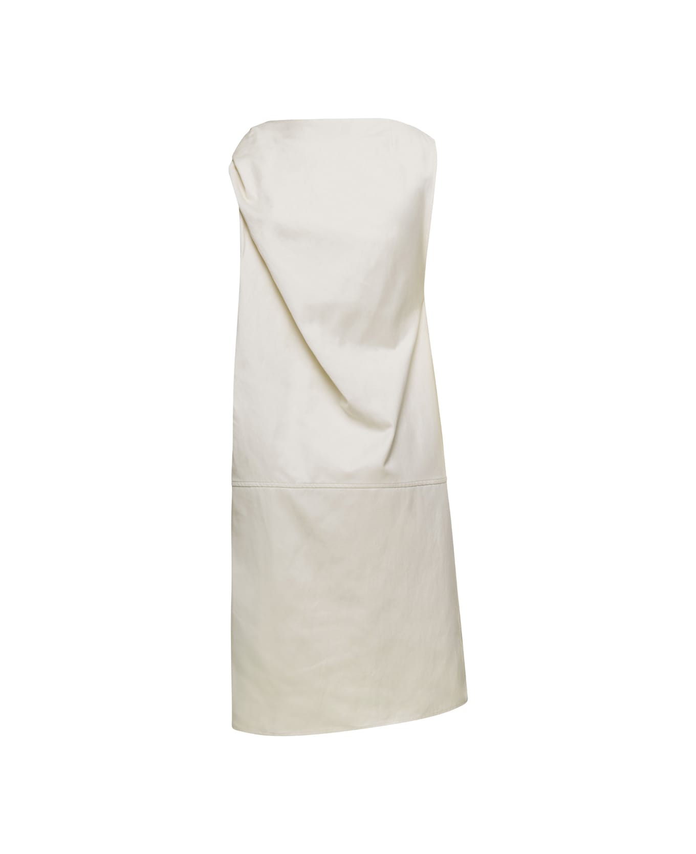 Totême Mini White Dress With Gathering On Shoulder In Cotton Blend Woman - White