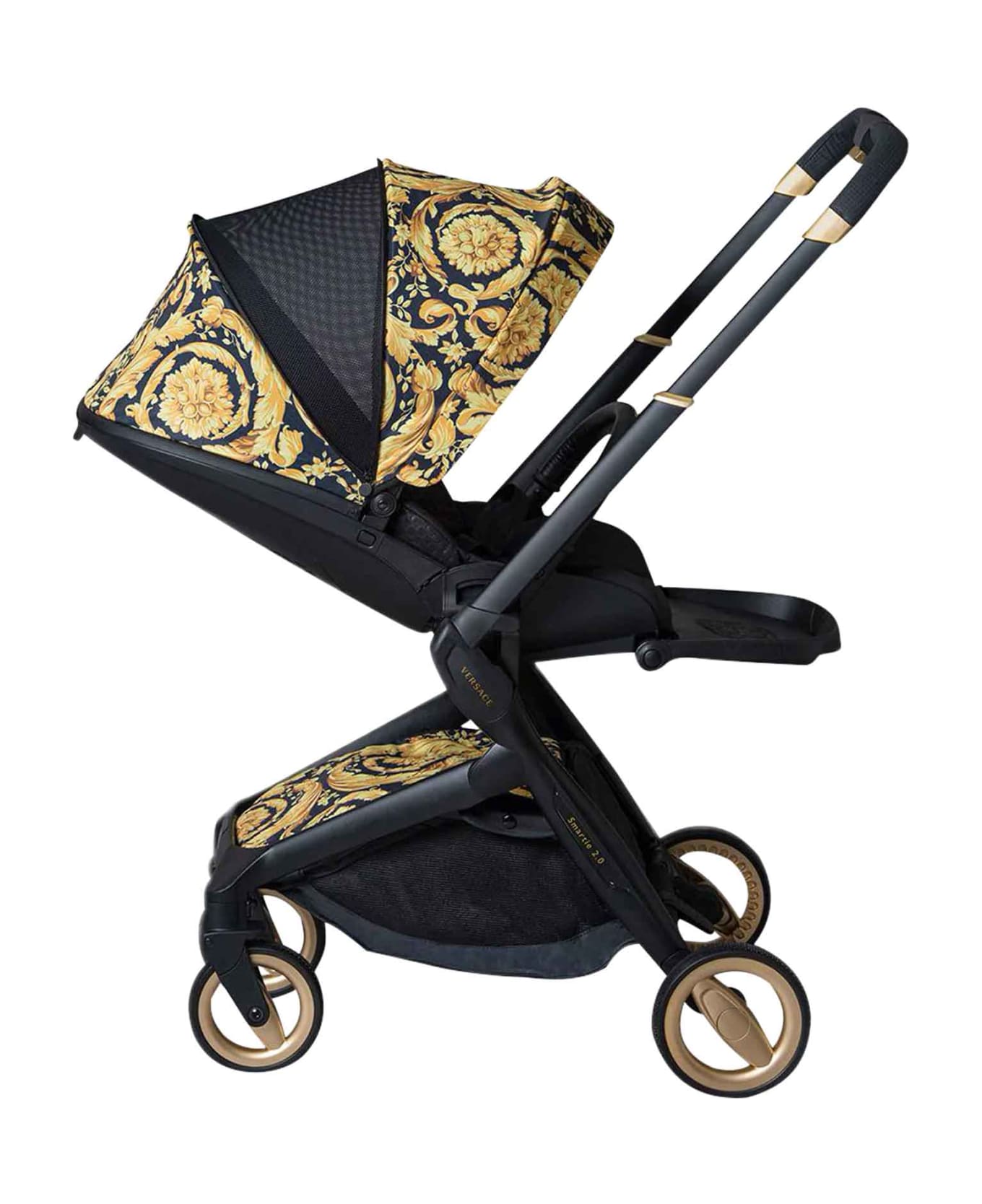 Versace Stroller With Baroque Print - Nero/oro