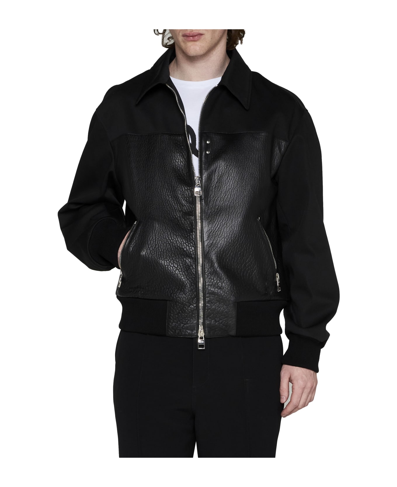 Alexander McQueen Leather Bomber Jacket - Nero