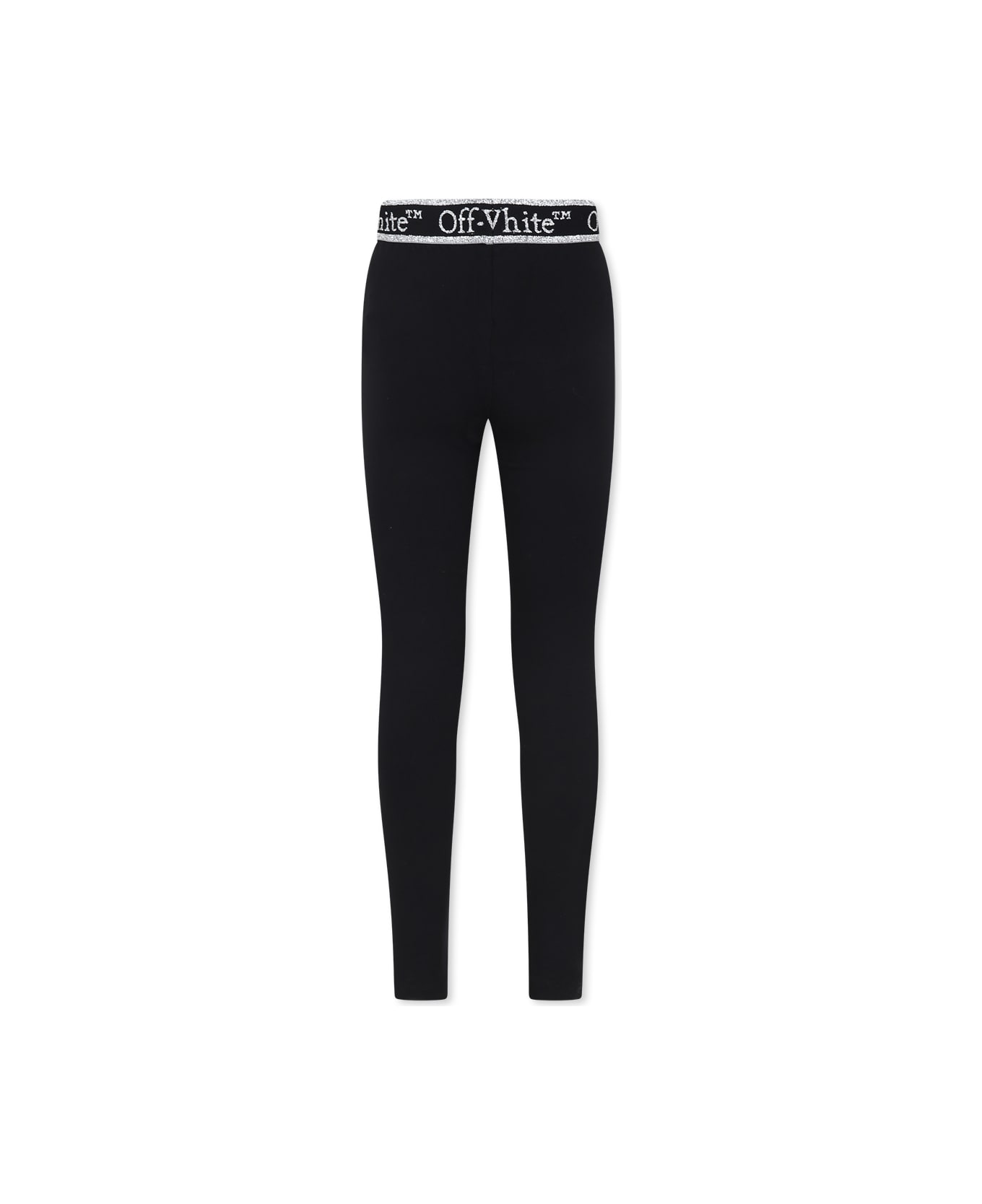 Off-White Black Leggings For Girl With Logo - BLACK