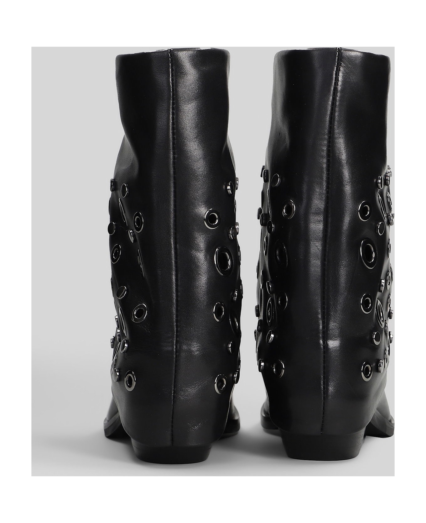 Julie Dee Texan Ankle Boots In Black Leather - black