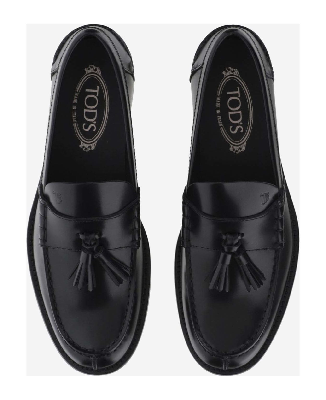Tod's Leather Loafer With Tassel - Black